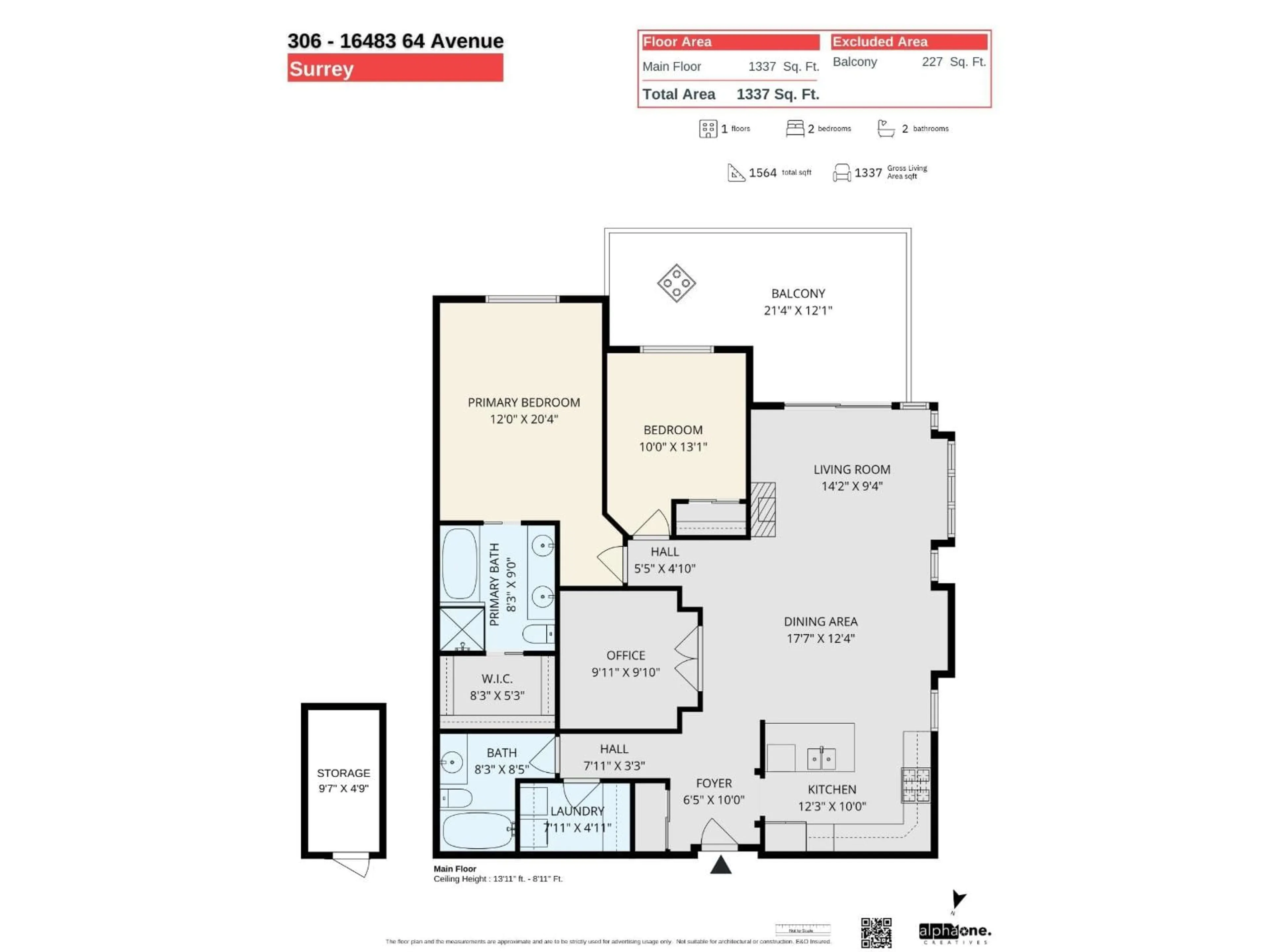 Floor plan for 306 - 16483 64, Surrey British Columbia V3S6V7