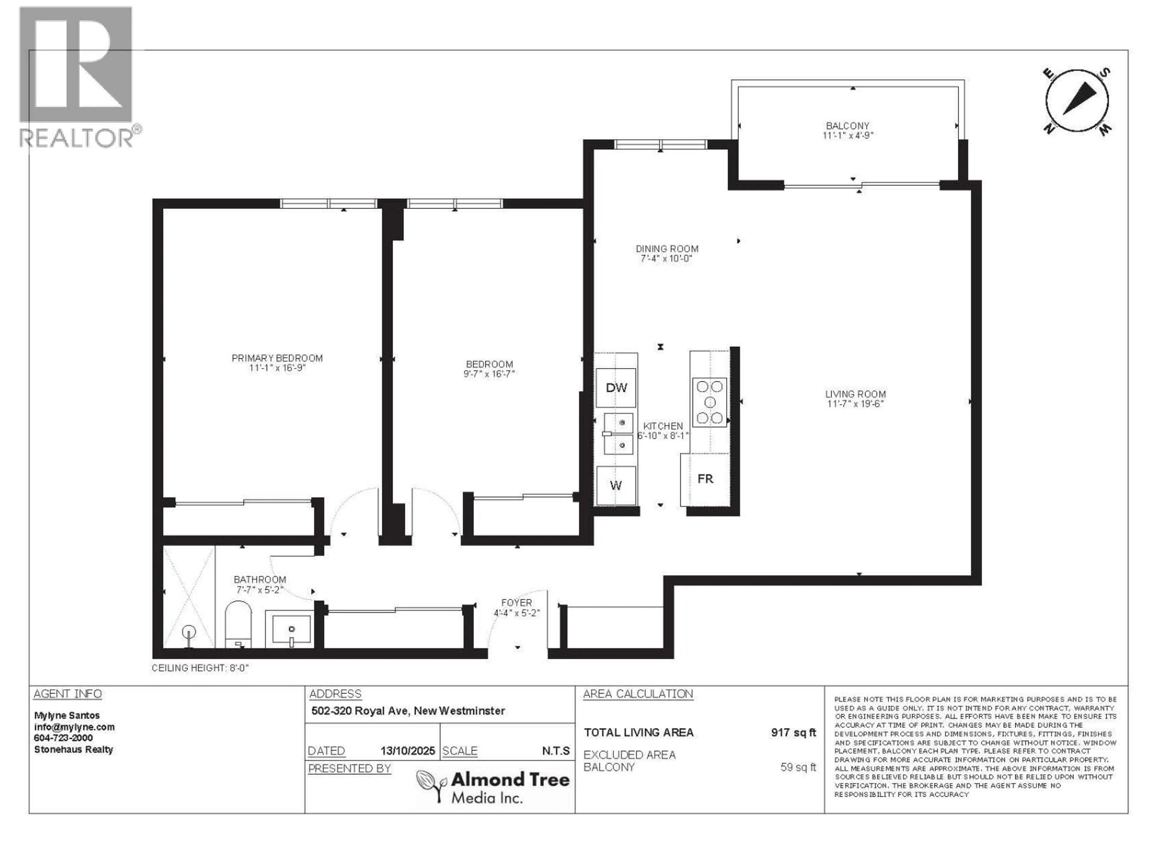 Floor plan for 502 - 320 ROYAL AVENUE, New Westminster British Columbia V3L5C6