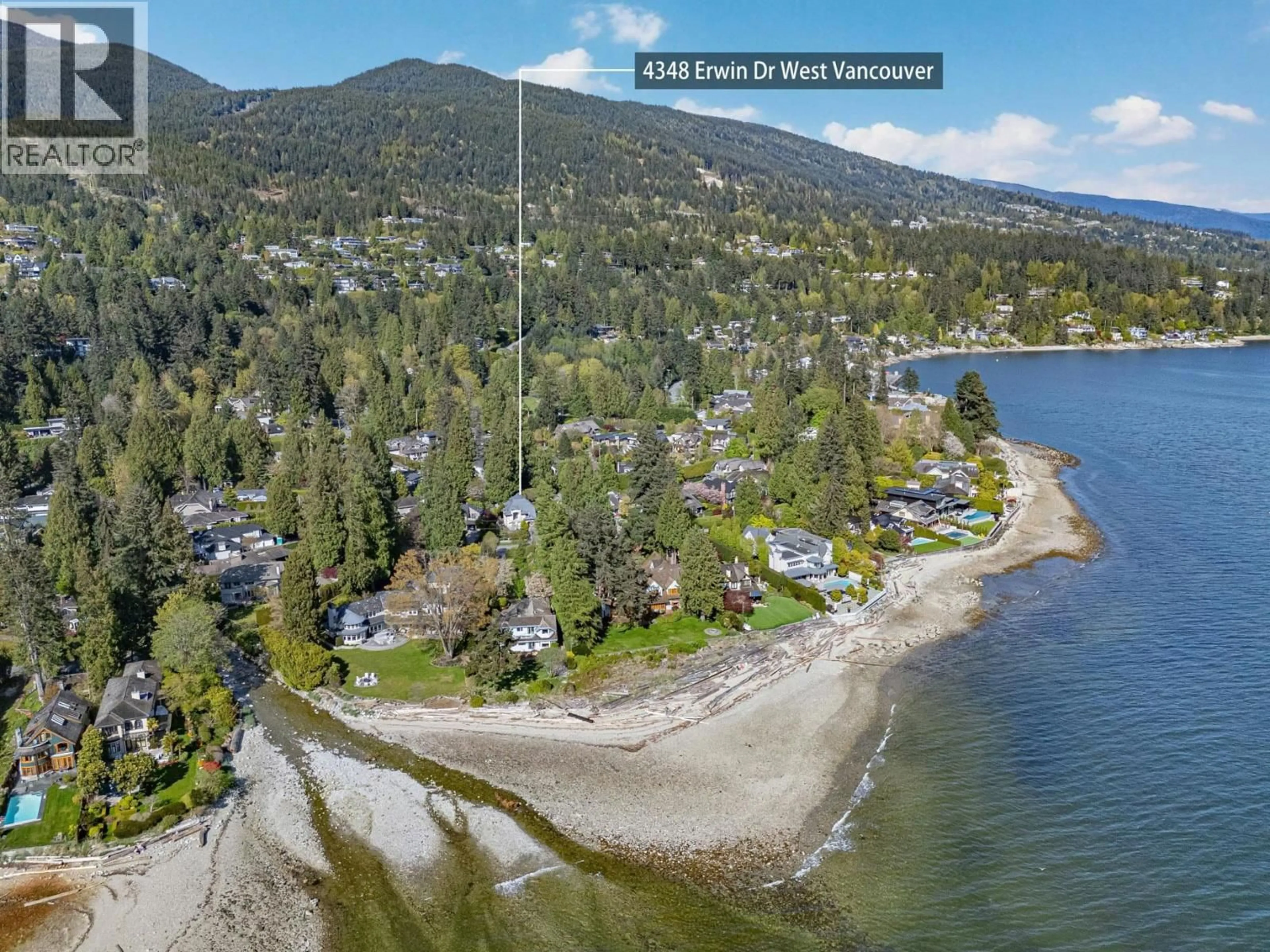 A pic from outside/outdoor area/front of a property/back of a property/a pic from drone, water/lake/river/ocean view for 4348 ERWIN DRIVE, West Vancouver British Columbia V7V1H6