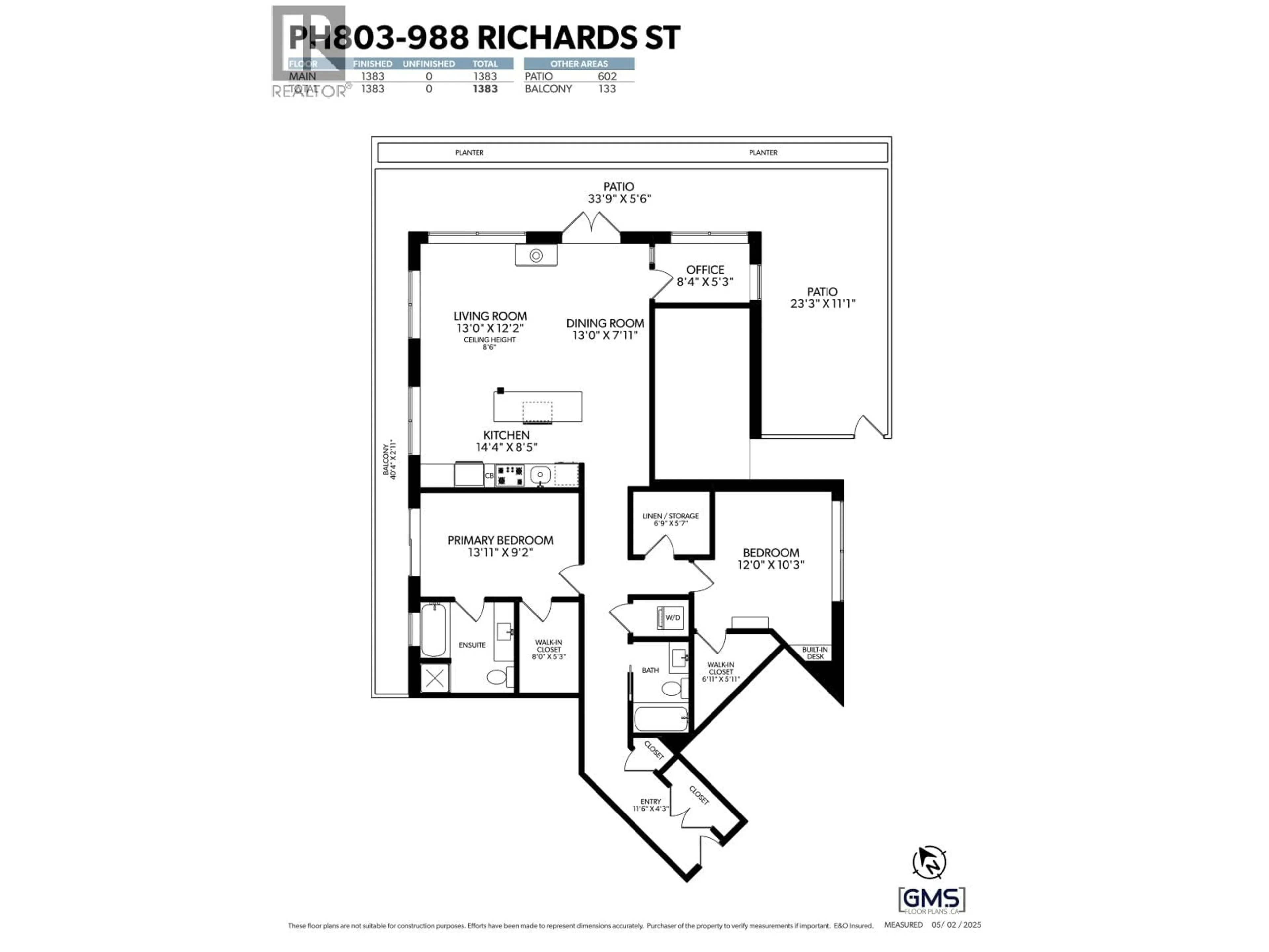 Floor plan for PH803 - 988 RICHARDS STREET, Vancouver British Columbia V6B8R2