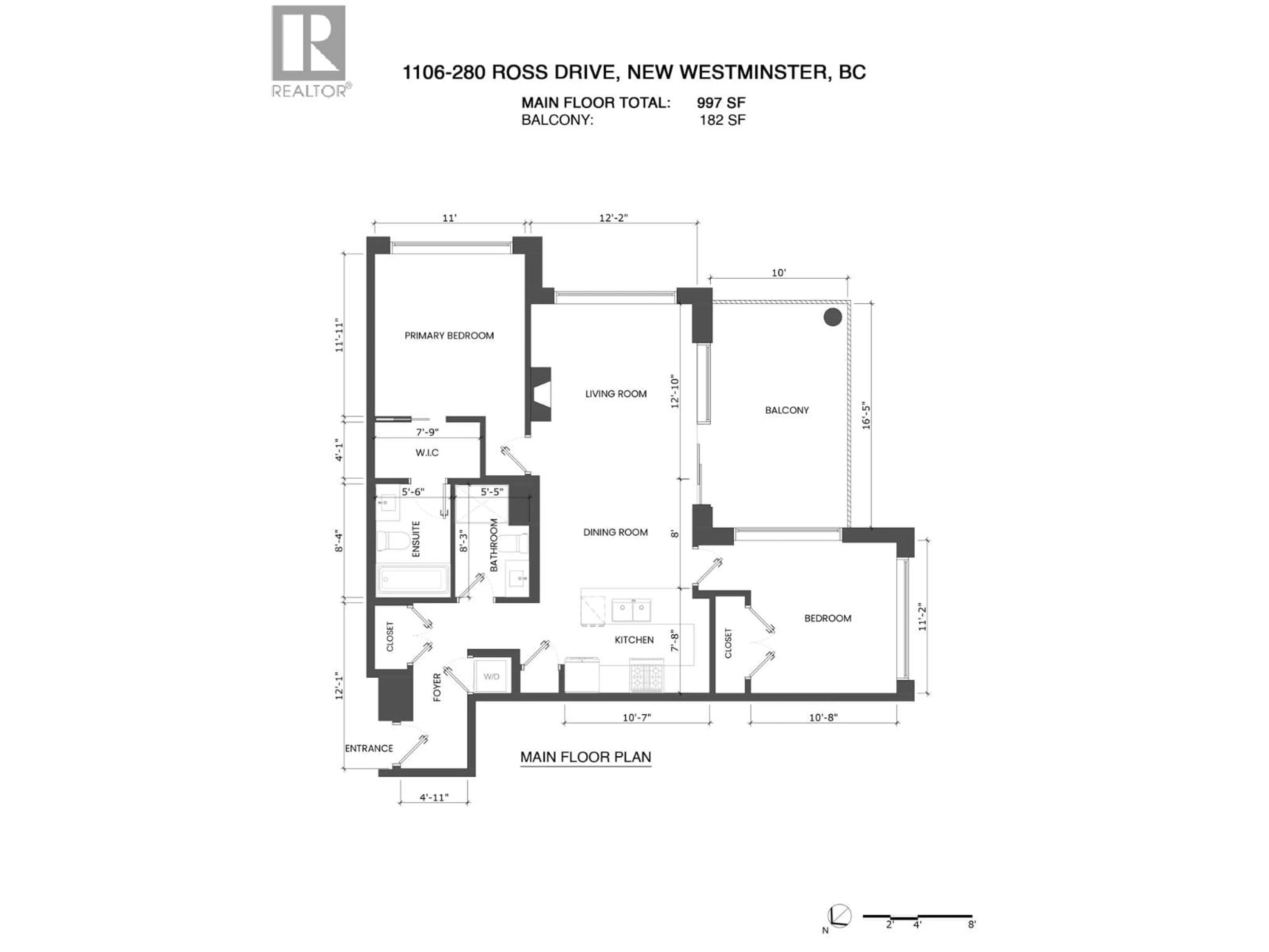 Floor plan for 1106 - 280 ROSS DRIVE, New Westminster British Columbia V3L0C2