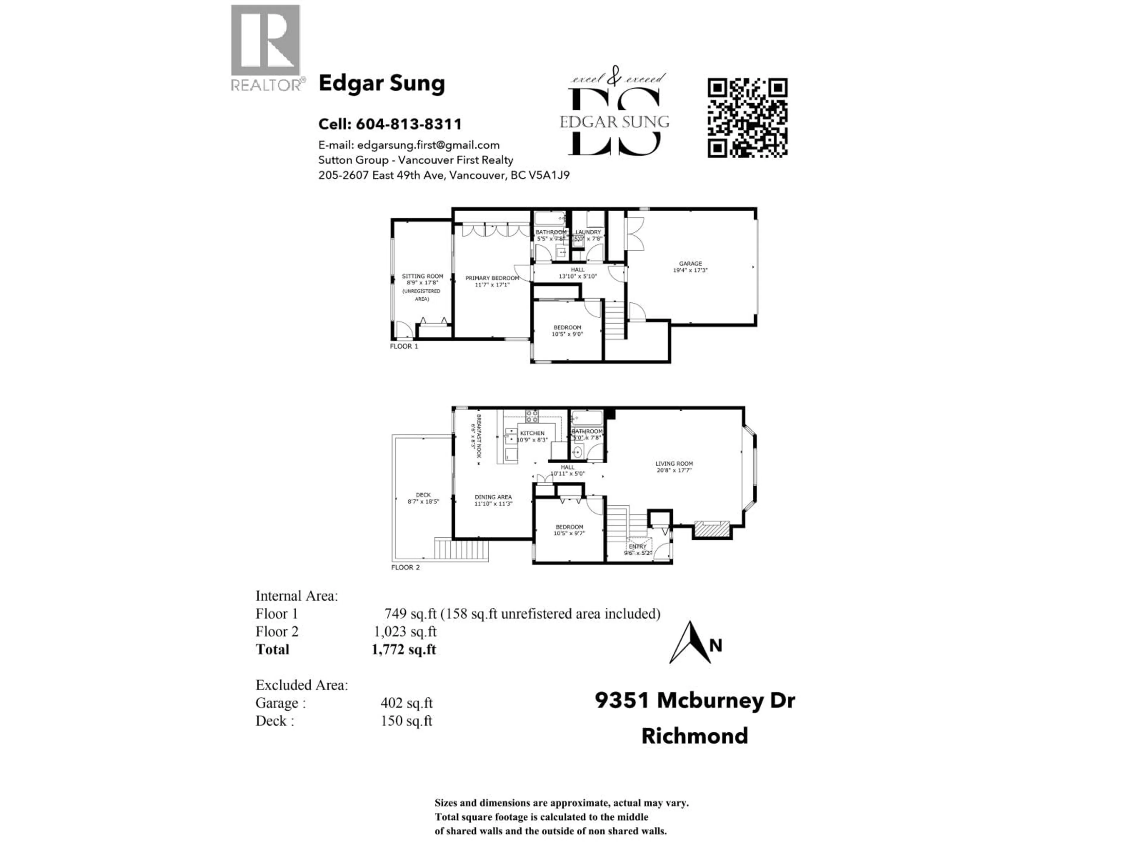 Floor plan for 9351 MCBURNEY DRIVE, Richmond British Columbia V6Y3C5