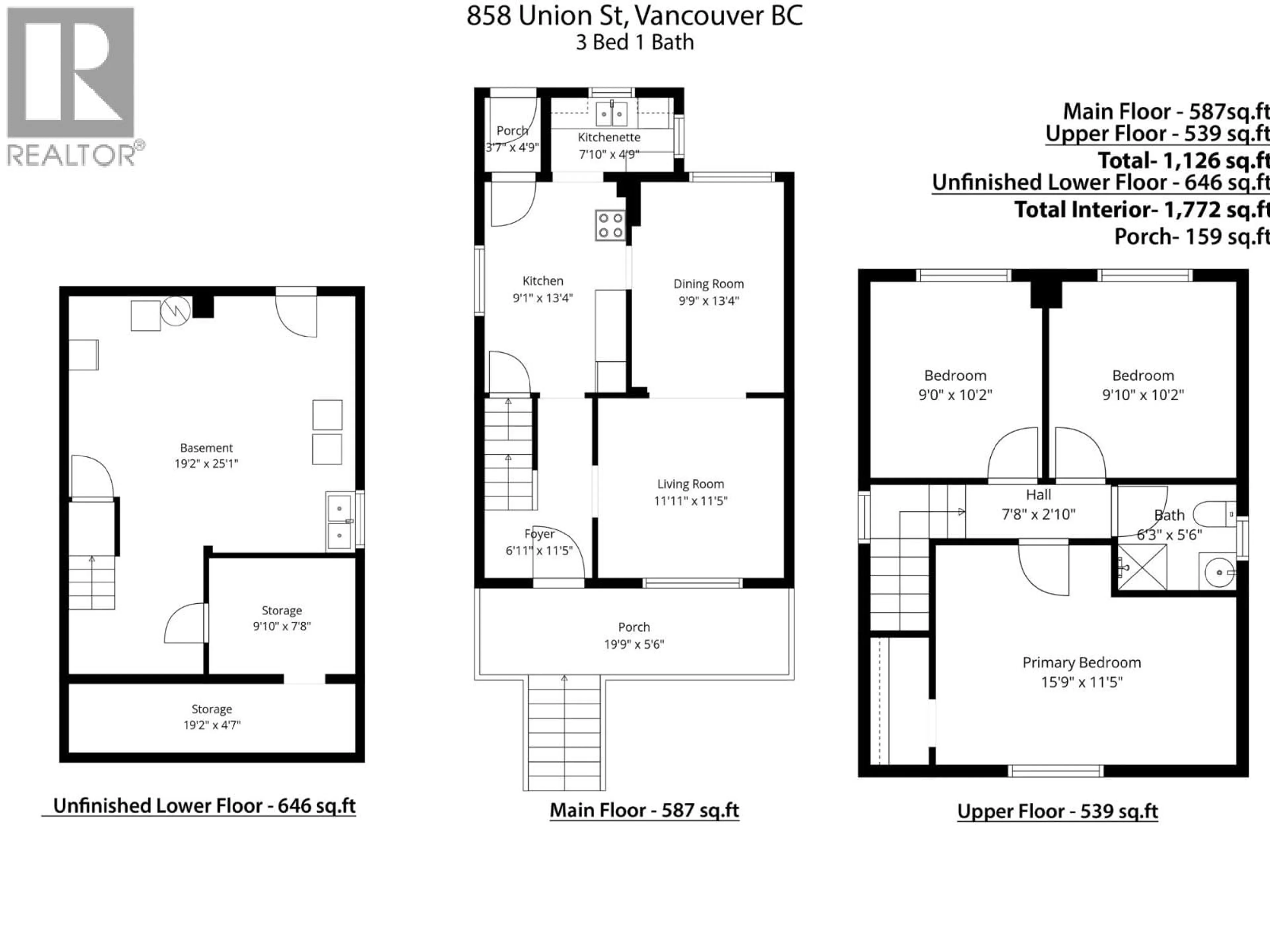 Floor plan for 858 UNION STREET, Vancouver British Columbia V6A2C4