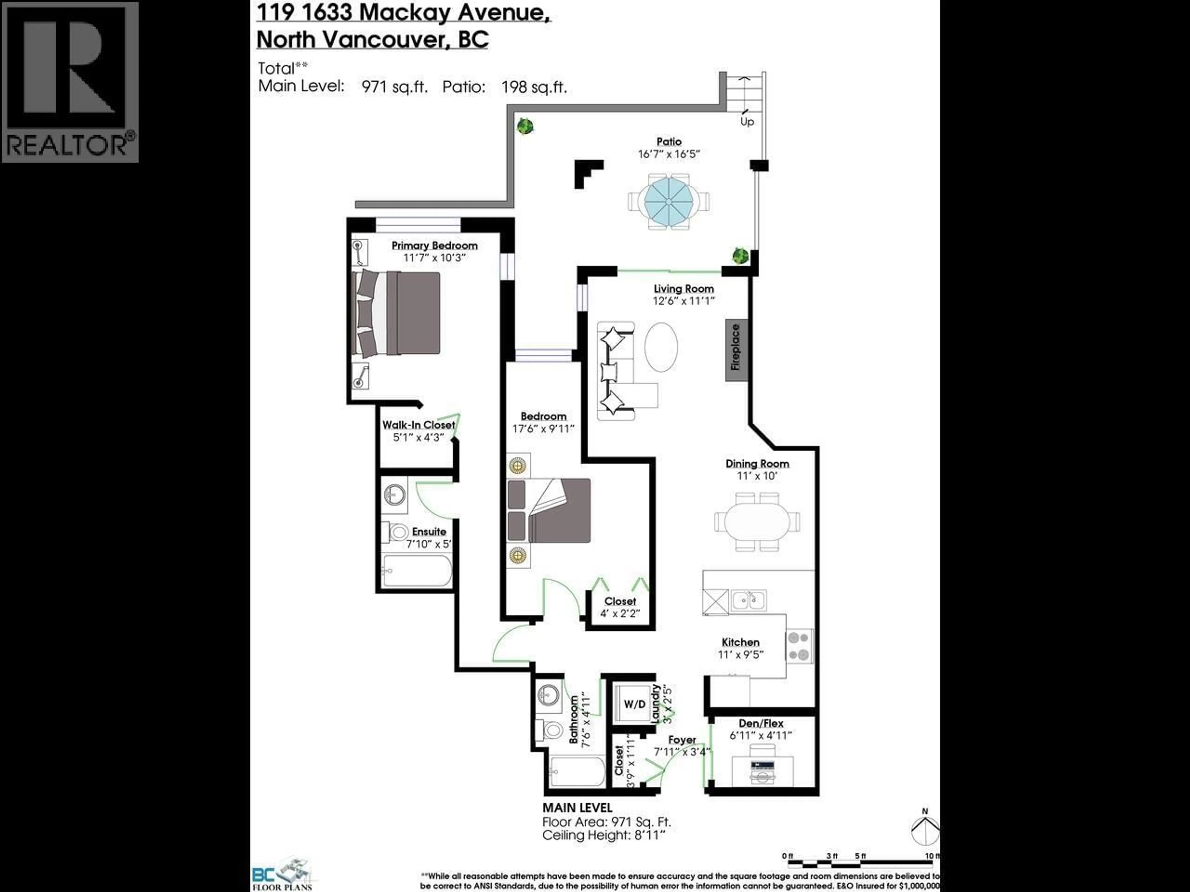 Floor plan for 119 - 1633 MACKAY AVENUE, North Vancouver British Columbia V7P0A2