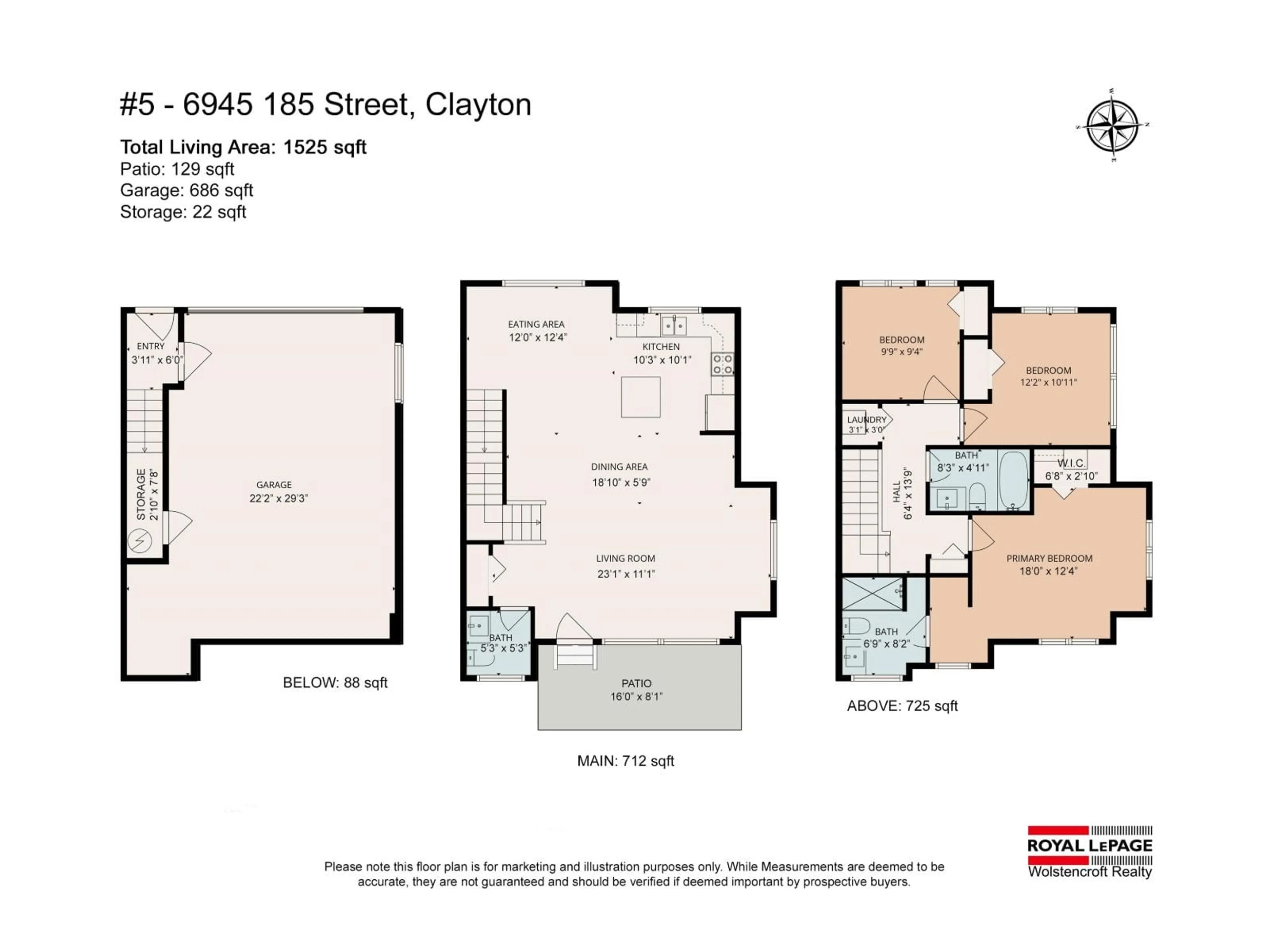 Floor plan for 5 - 6945 185, Surrey British Columbia V4N6N4
