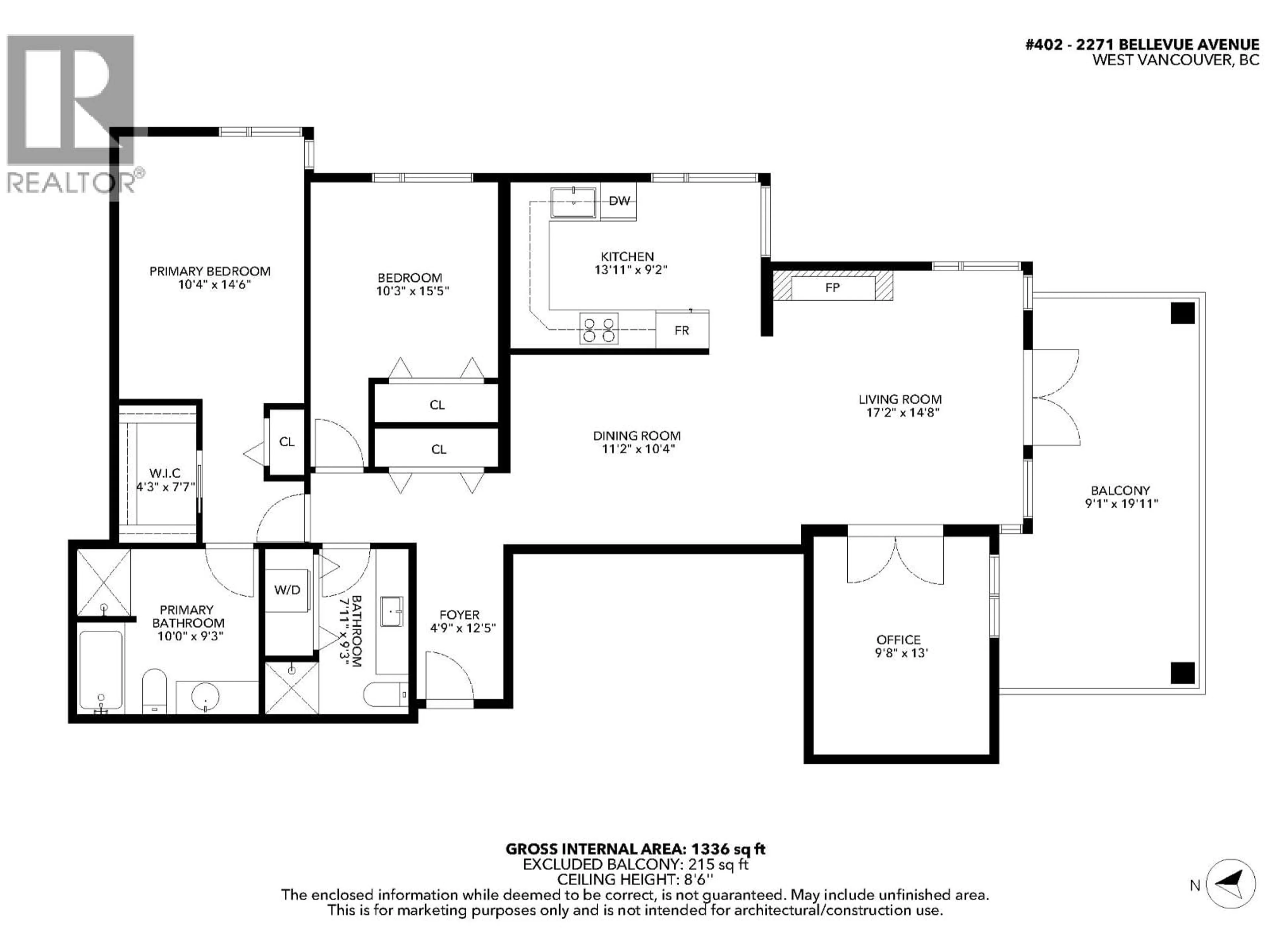 Floor plan for 402 - 2271 BELLEVUE AVENUE, West Vancouver British Columbia V7V4X1