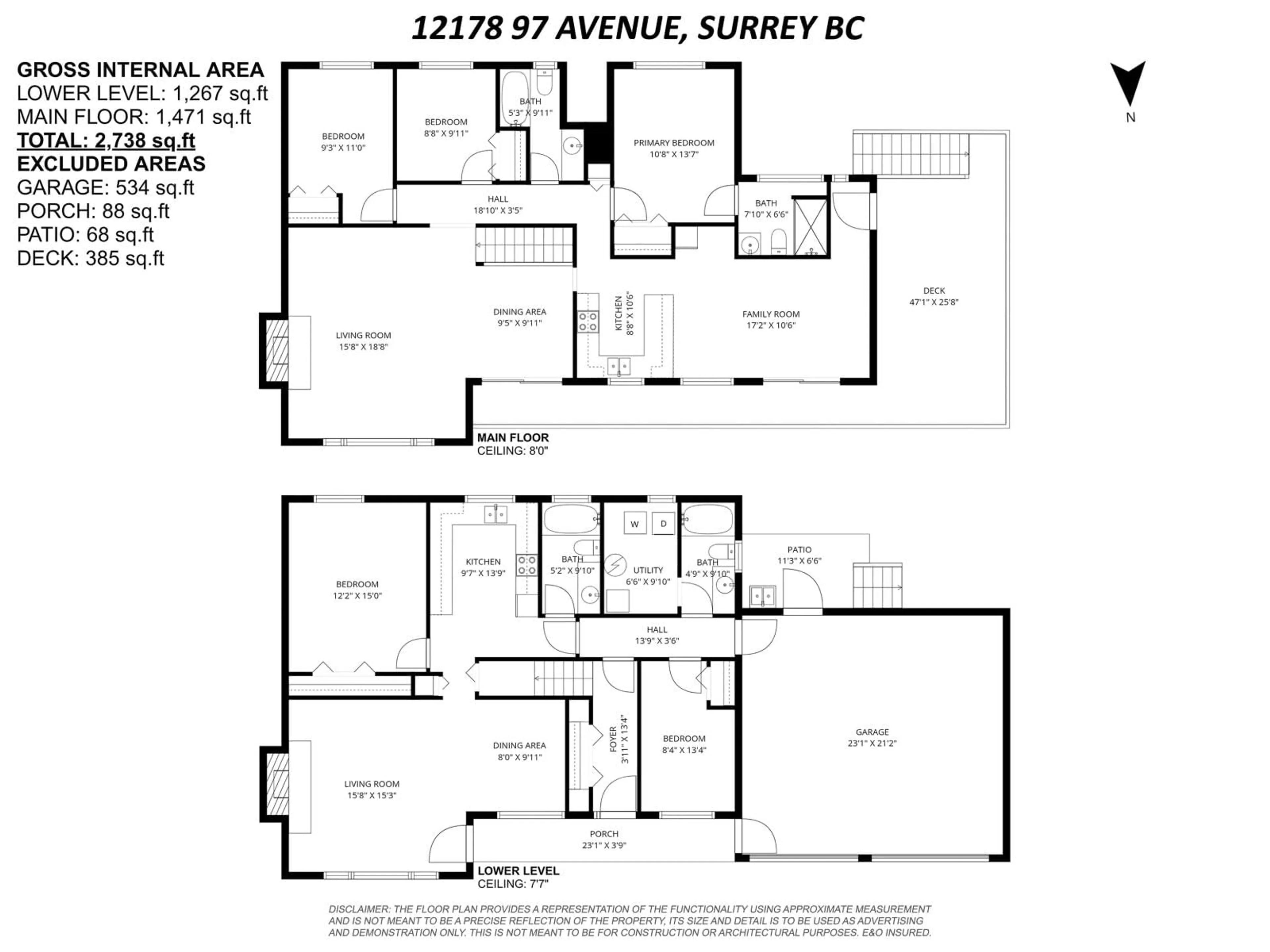 Floor plan for 12178 97, Surrey British Columbia V3V2C9