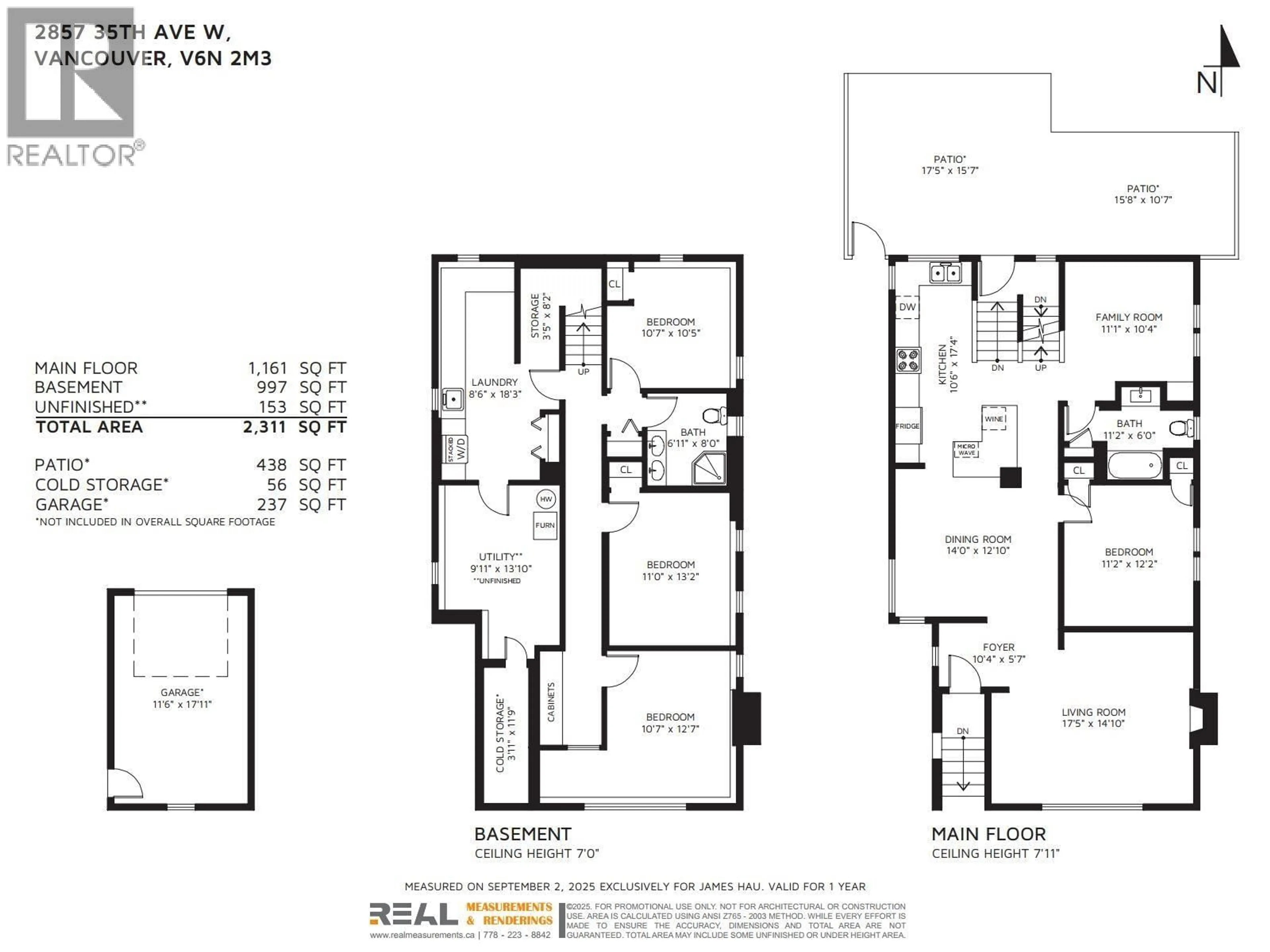 Floor plan for 2857 35TH AVENUE, Vancouver British Columbia V6N2M3