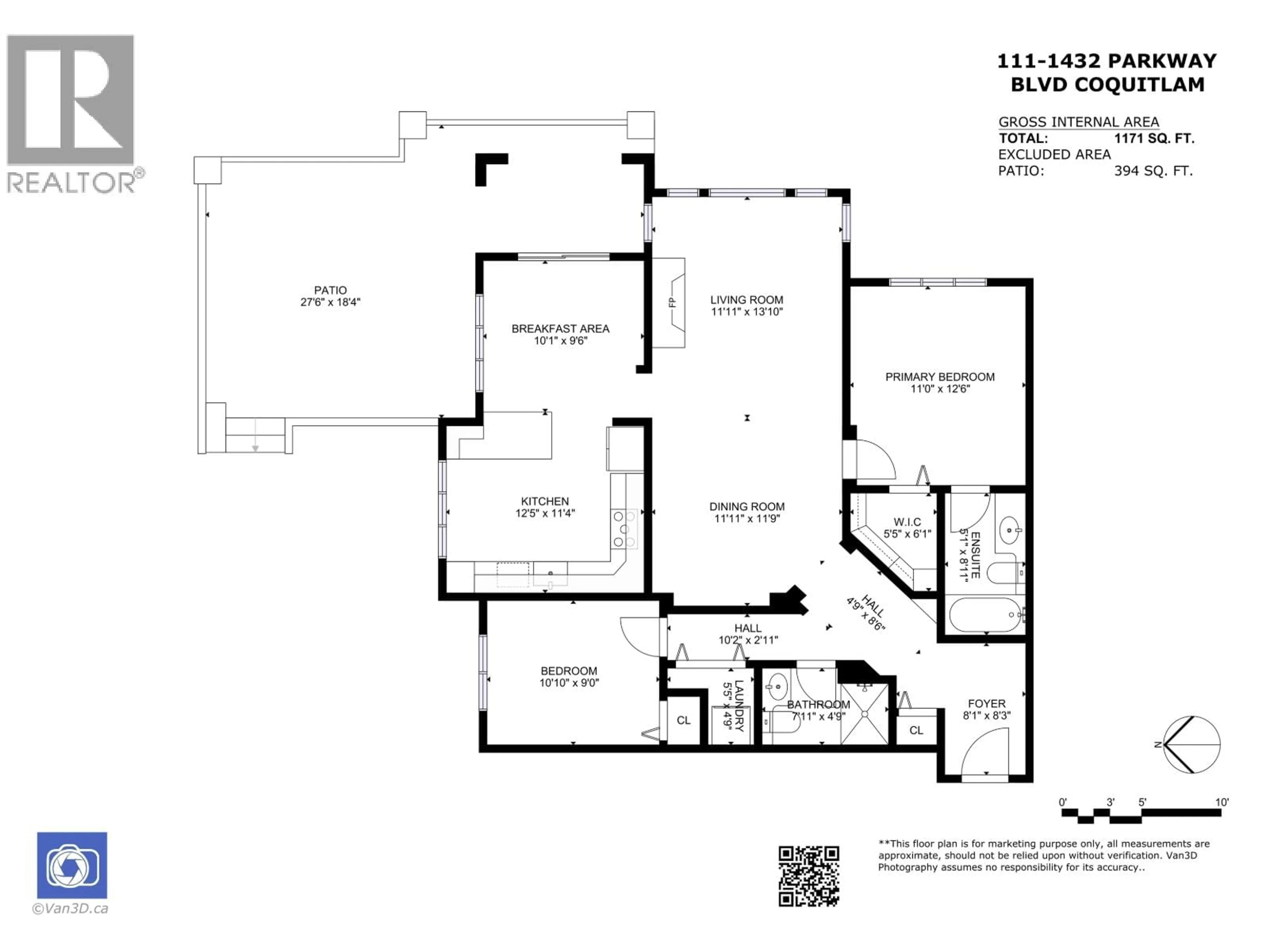 Floor plan for 111 - 1432 PARKWAY BOULEVARD, Coquitlam British Columbia V3E3L9