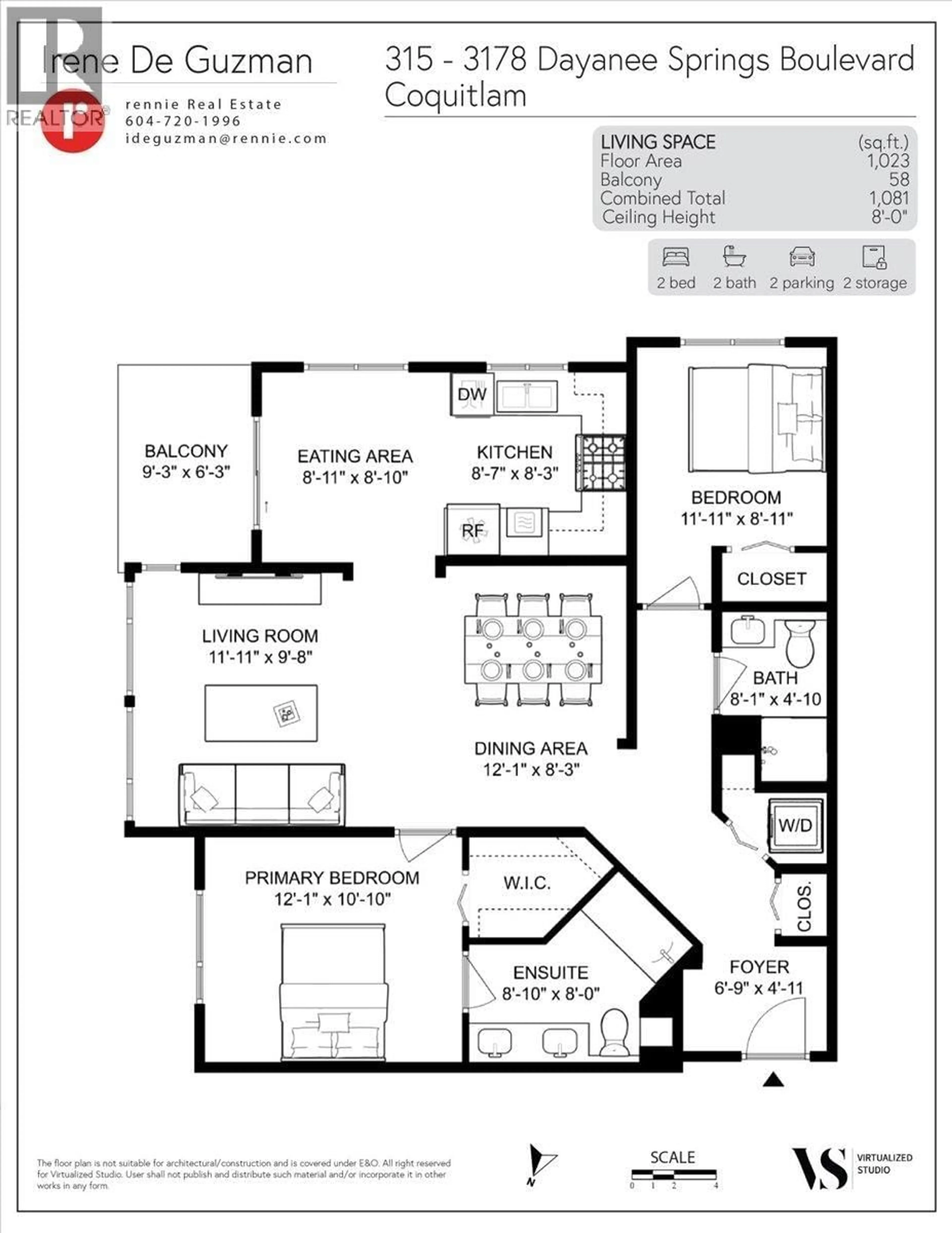 Floor plan for 315 - 3178 DAYANEE SPRINGS BOULEVARD, Coquitlam British Columbia V3E0B9