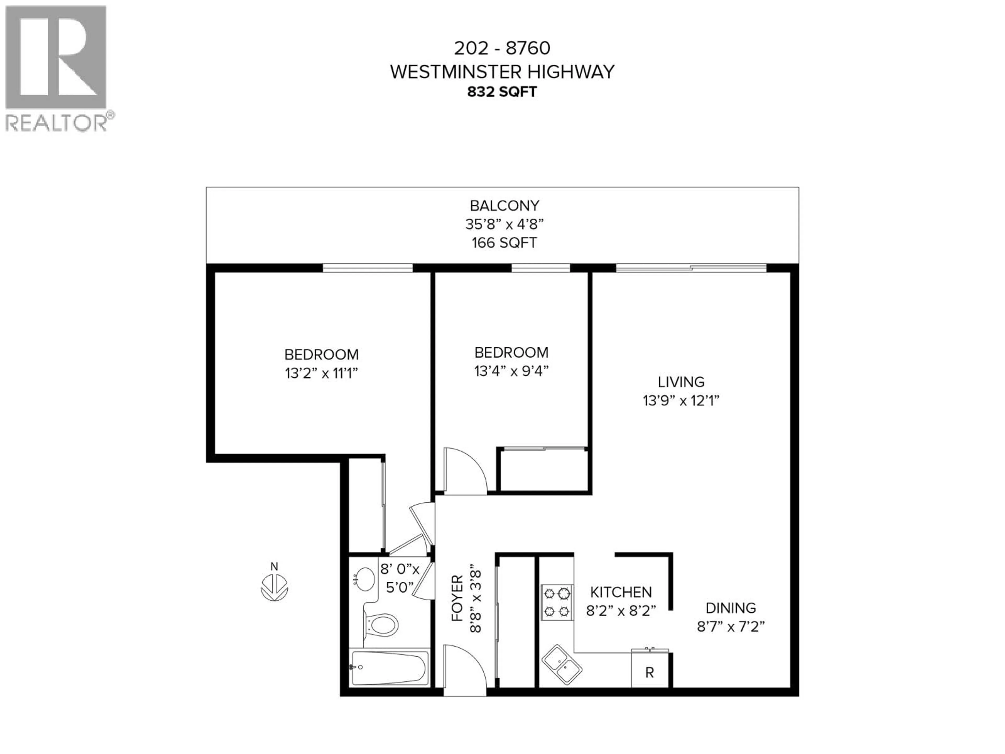 Floor plan for 202 - 8760 WESTMINSTER HIGHWAY, Richmond British Columbia V6X1A8