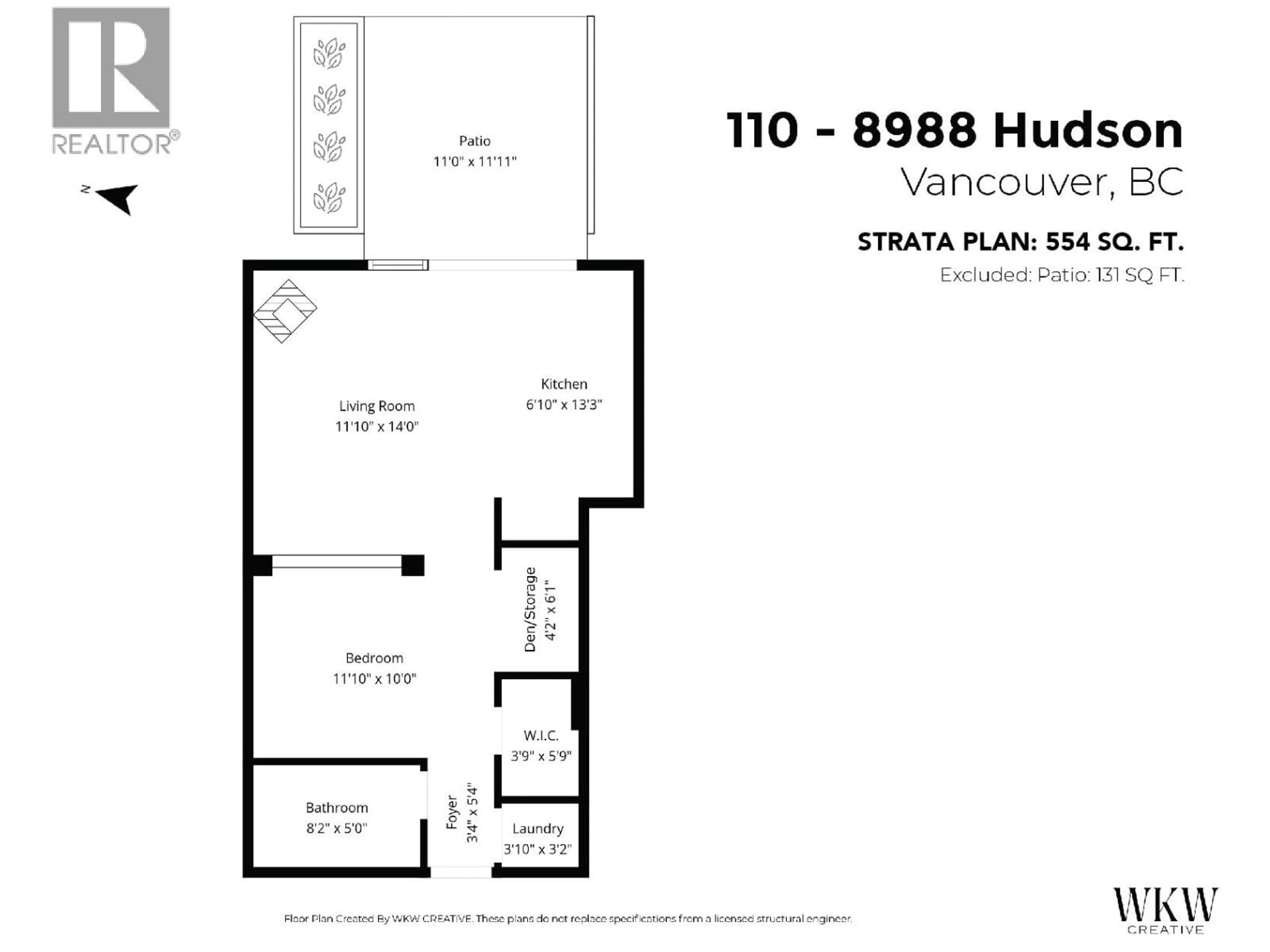 Floor plan for 110 - 8988 HUDSON STREET, Vancouver British Columbia V6P6Z1