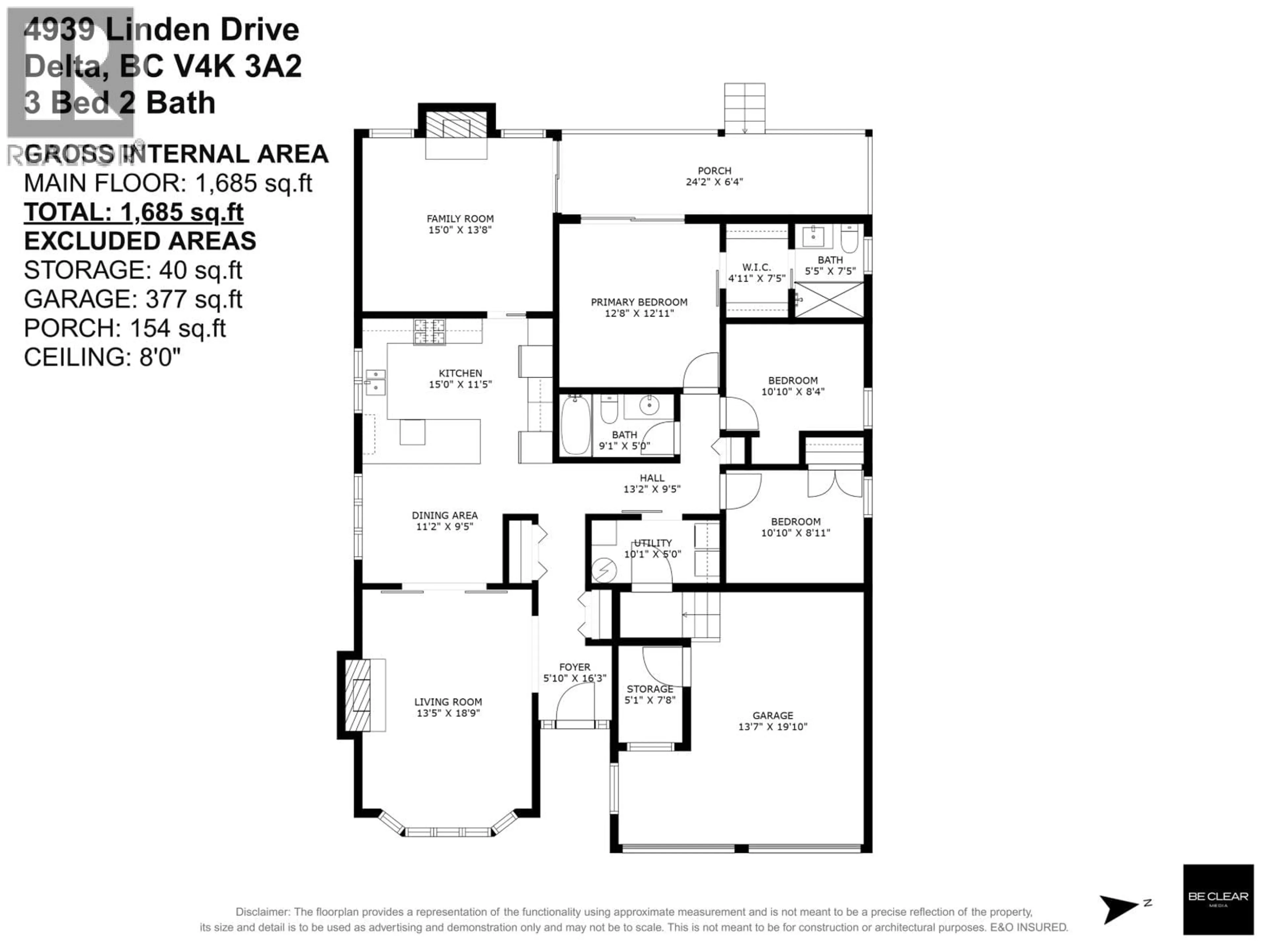 Floor plan for 4939 LINDEN DRIVE, Delta British Columbia V4K3A2