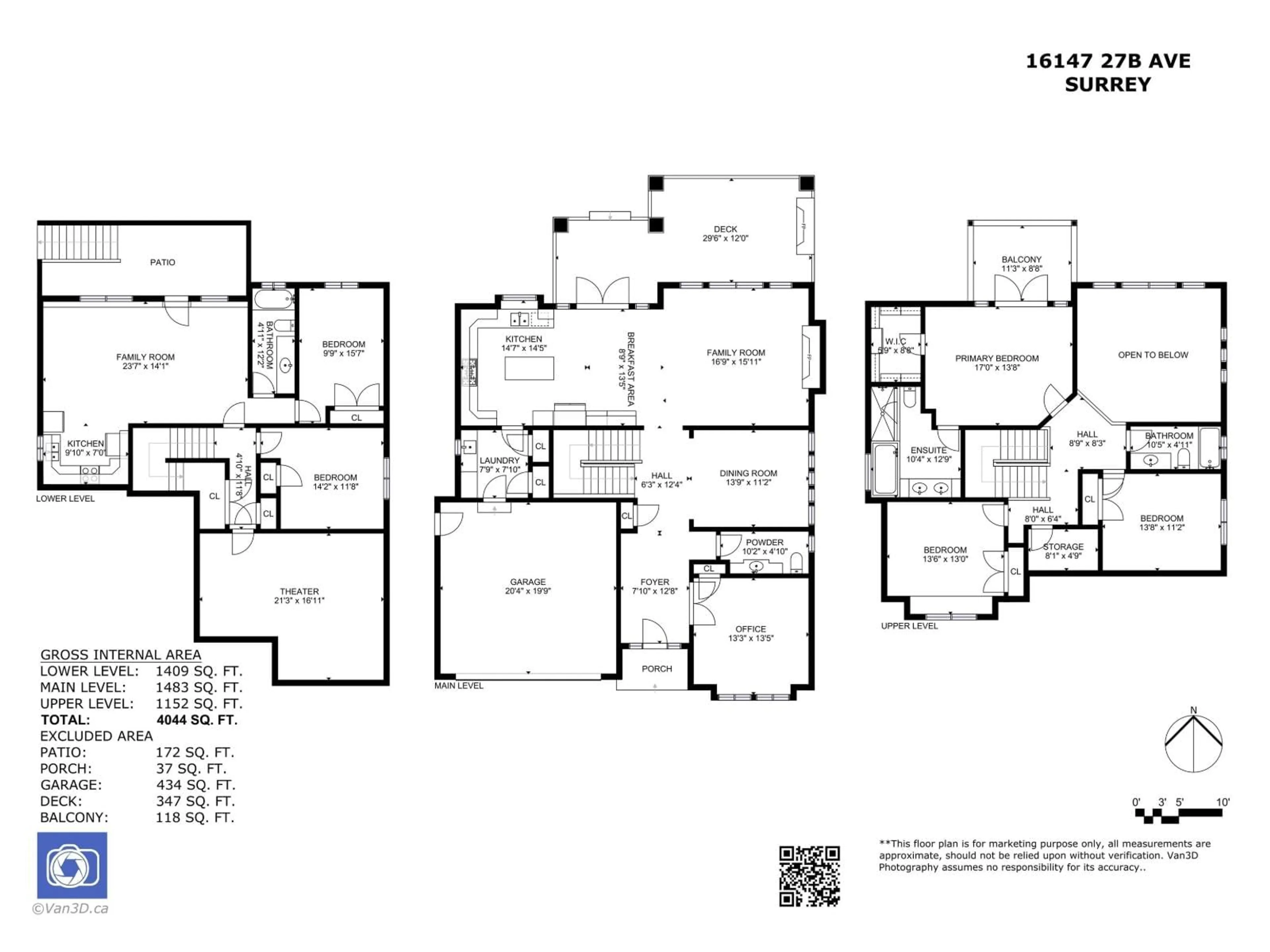 Floor plan for 16147 27B, Surrey British Columbia V3Z3W1
