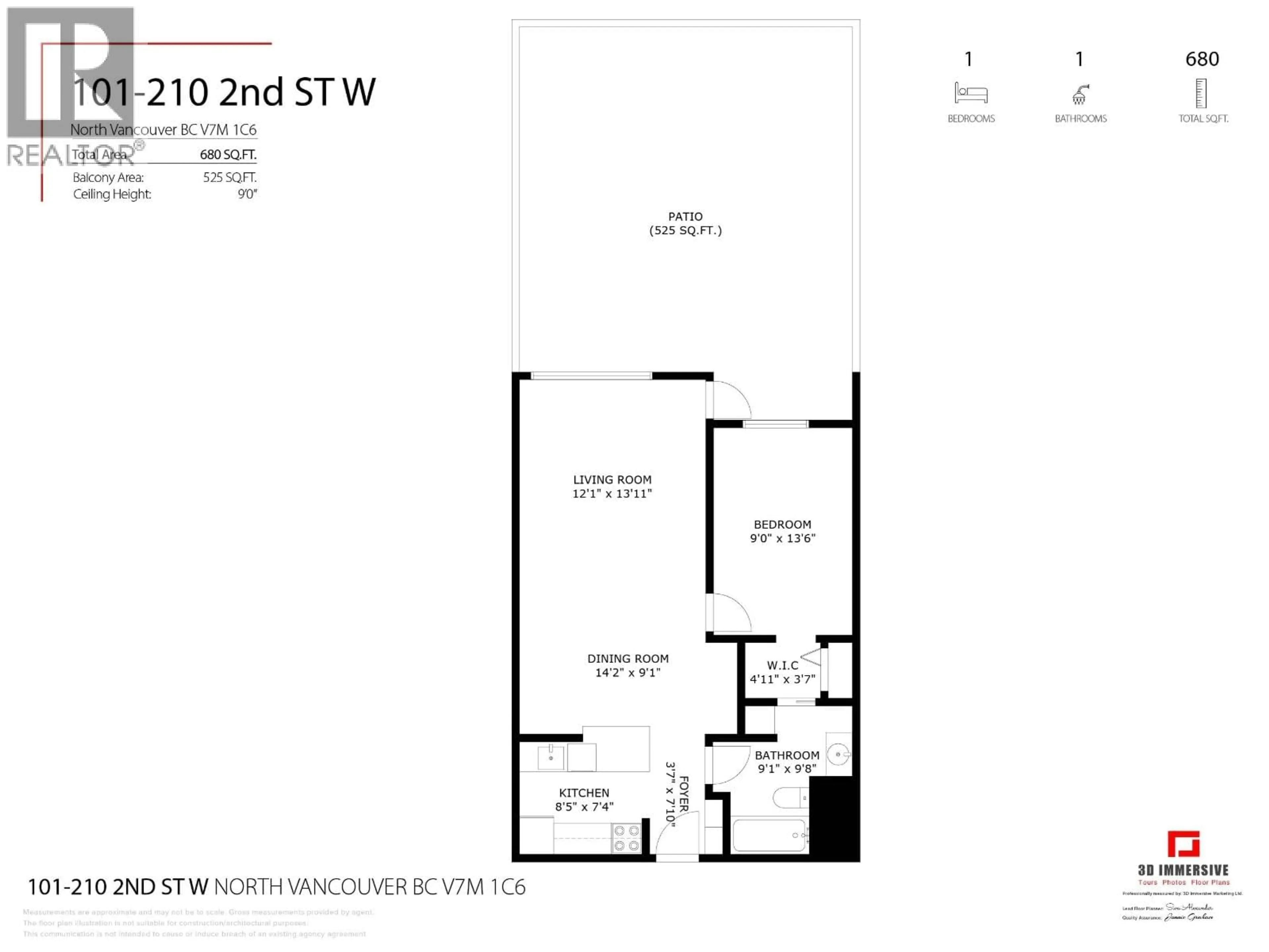 Floor plan for 101 - 210 2ND STREET, North Vancouver British Columbia V7M1C6