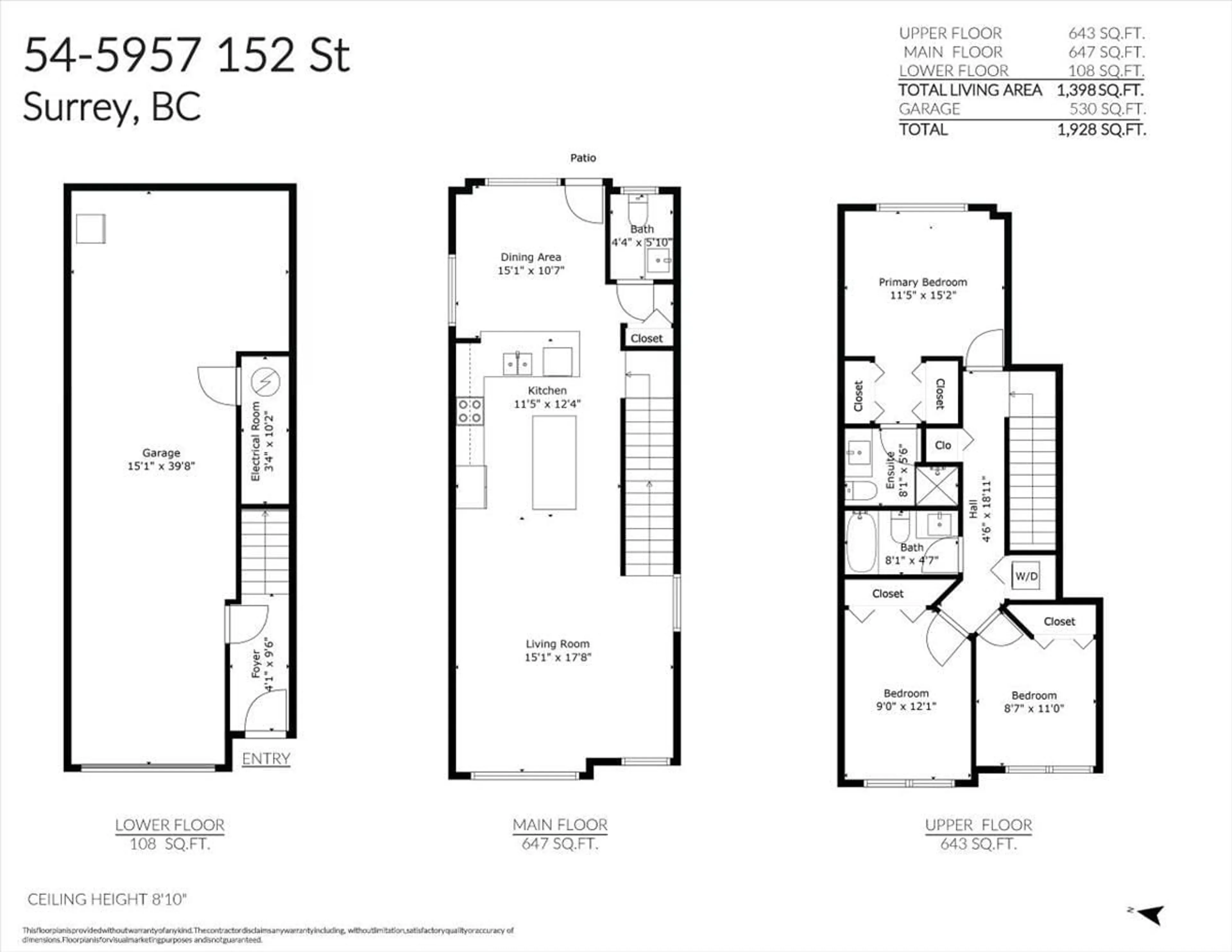 Floor plan for 54 - 5957 152, Surrey British Columbia V3S3K4