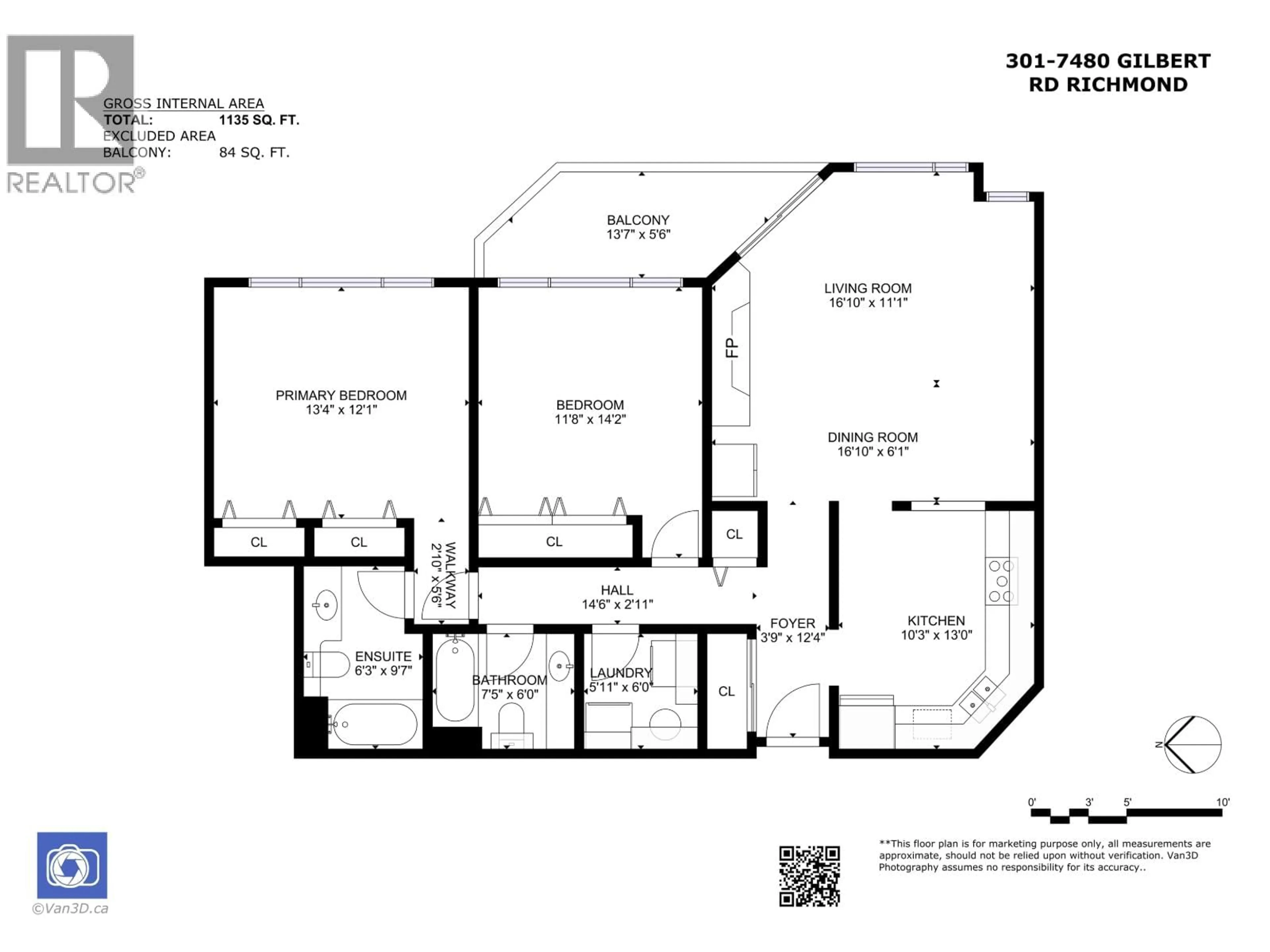 Floor plan for 301 - 7480 GILBERT ROAD, Richmond British Columbia V7C3W2