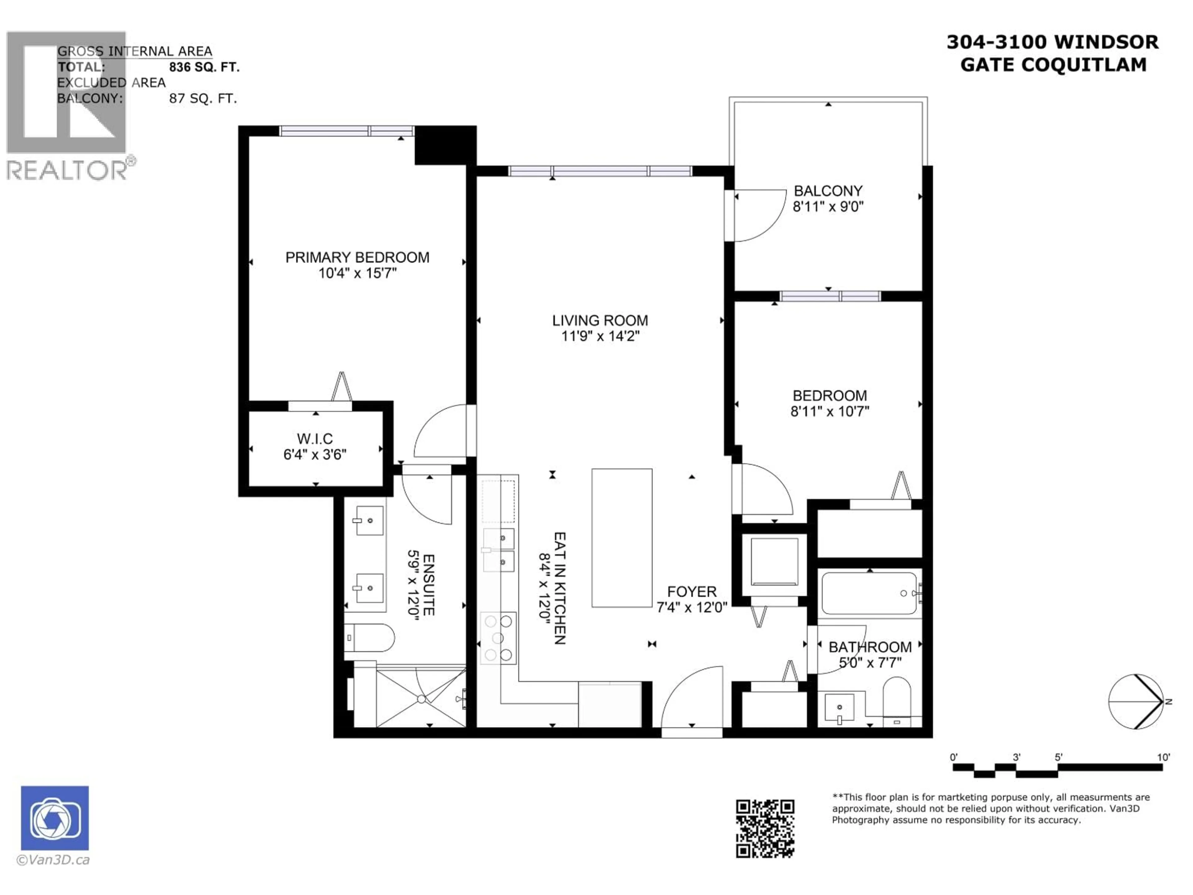 Floor plan for 304 - 3100 WINDSOR GATE, Coquitlam British Columbia V3B0P3