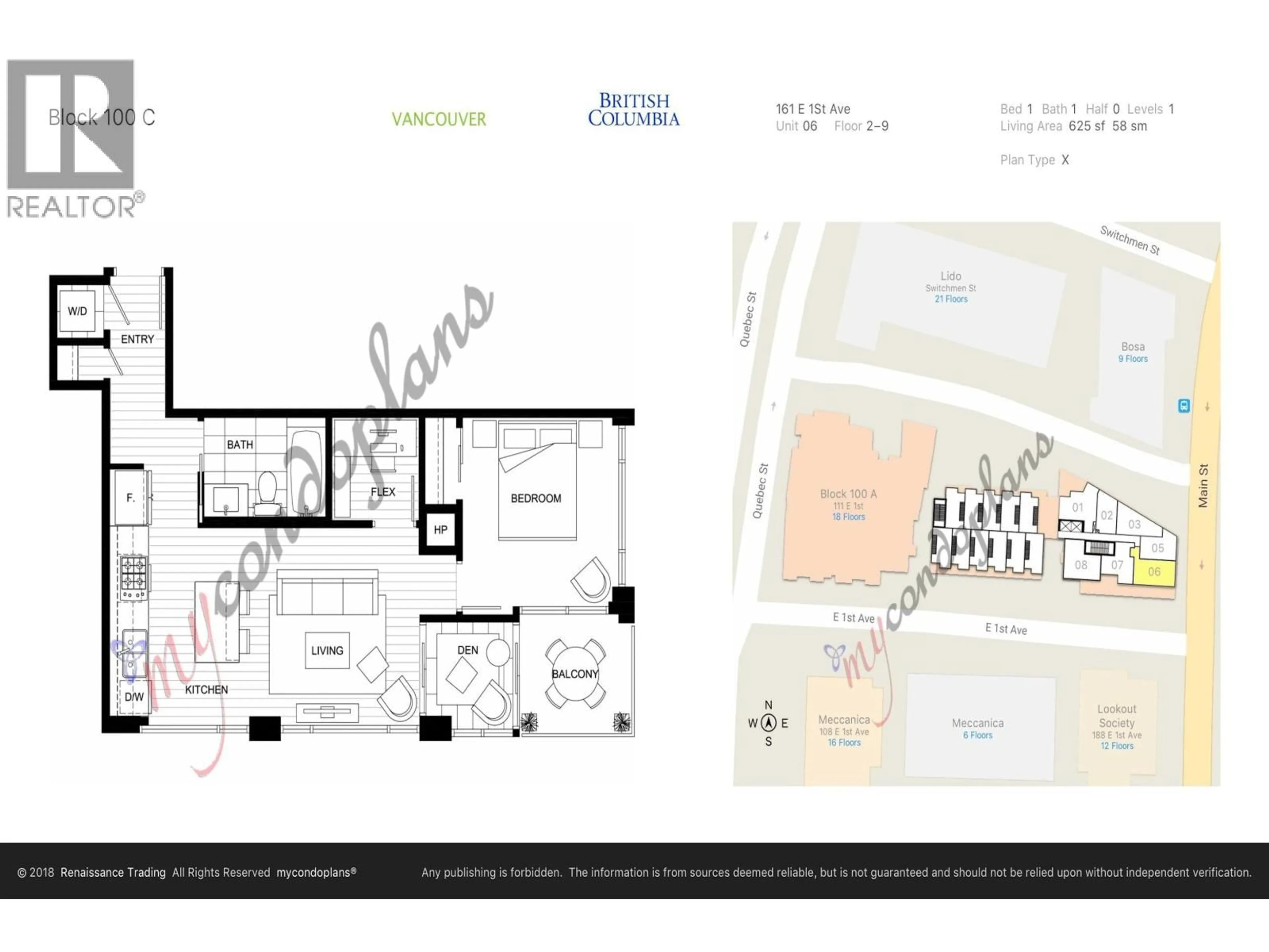 Floor plan for 606 - 161 1ST AVENUE, Vancouver British Columbia V6A0G1