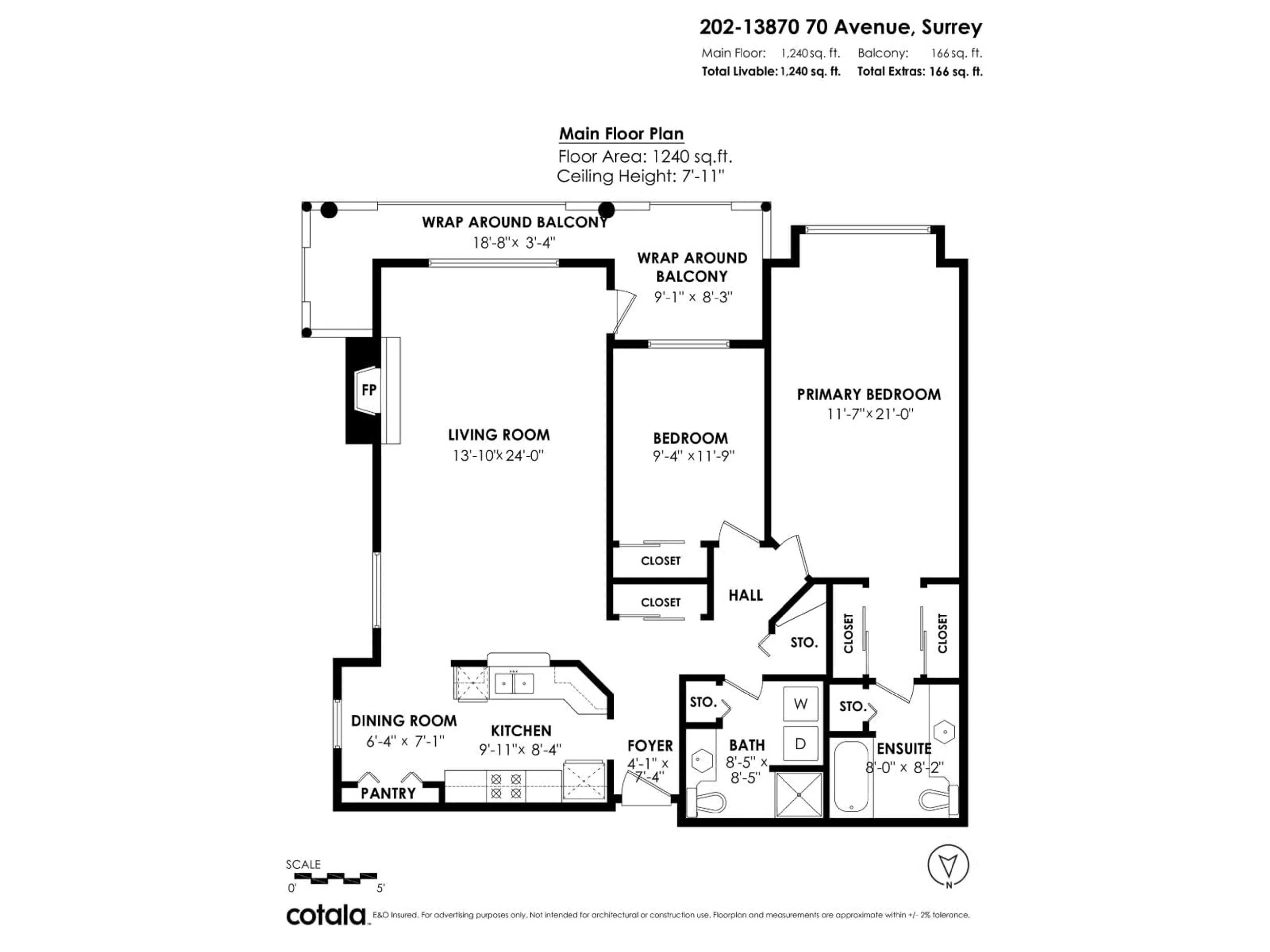 Floor plan for 202 - 13870 70, Surrey British Columbia V3W0R9