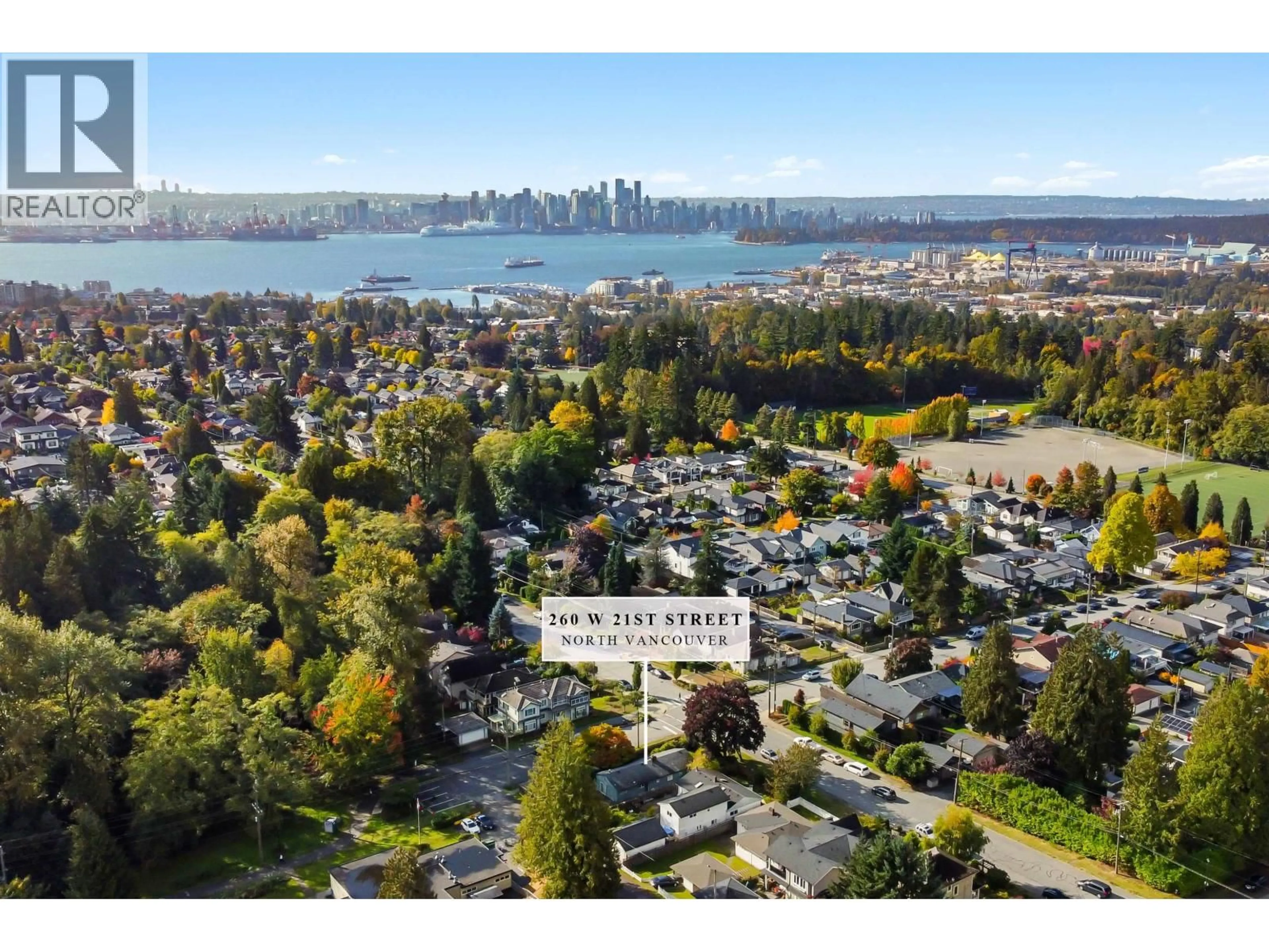 A pic from outside/outdoor area/front of a property/back of a property/a pic from drone, water/lake/river/ocean view for 260 21ST STREET, North Vancouver British Columbia V7M1Z4