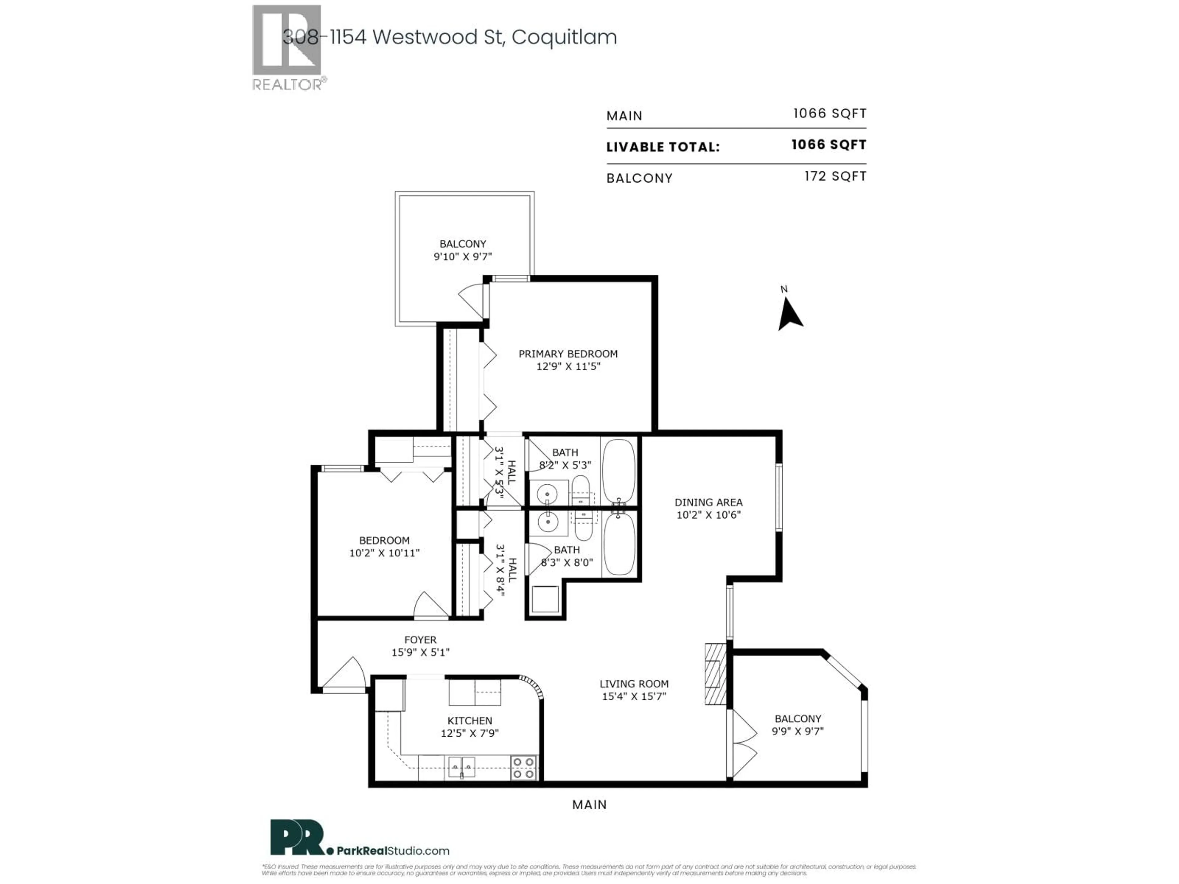 Floor plan for 308 - 1154 WESTWOOD STREET, Coquitlam British Columbia V3B4S4