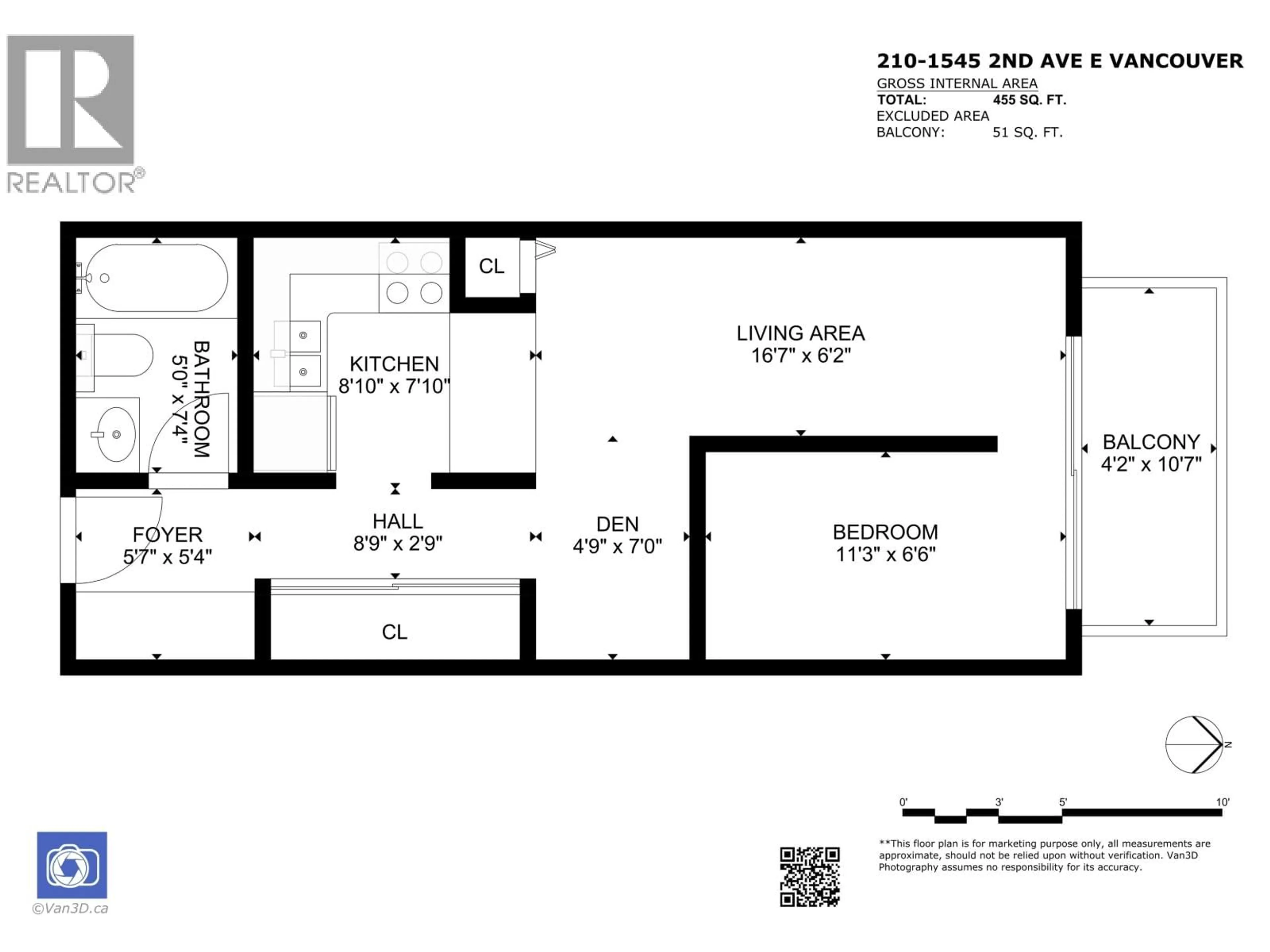 Floor plan for 210 - 1545 2ND AVENUE, Vancouver British Columbia V5N1C8