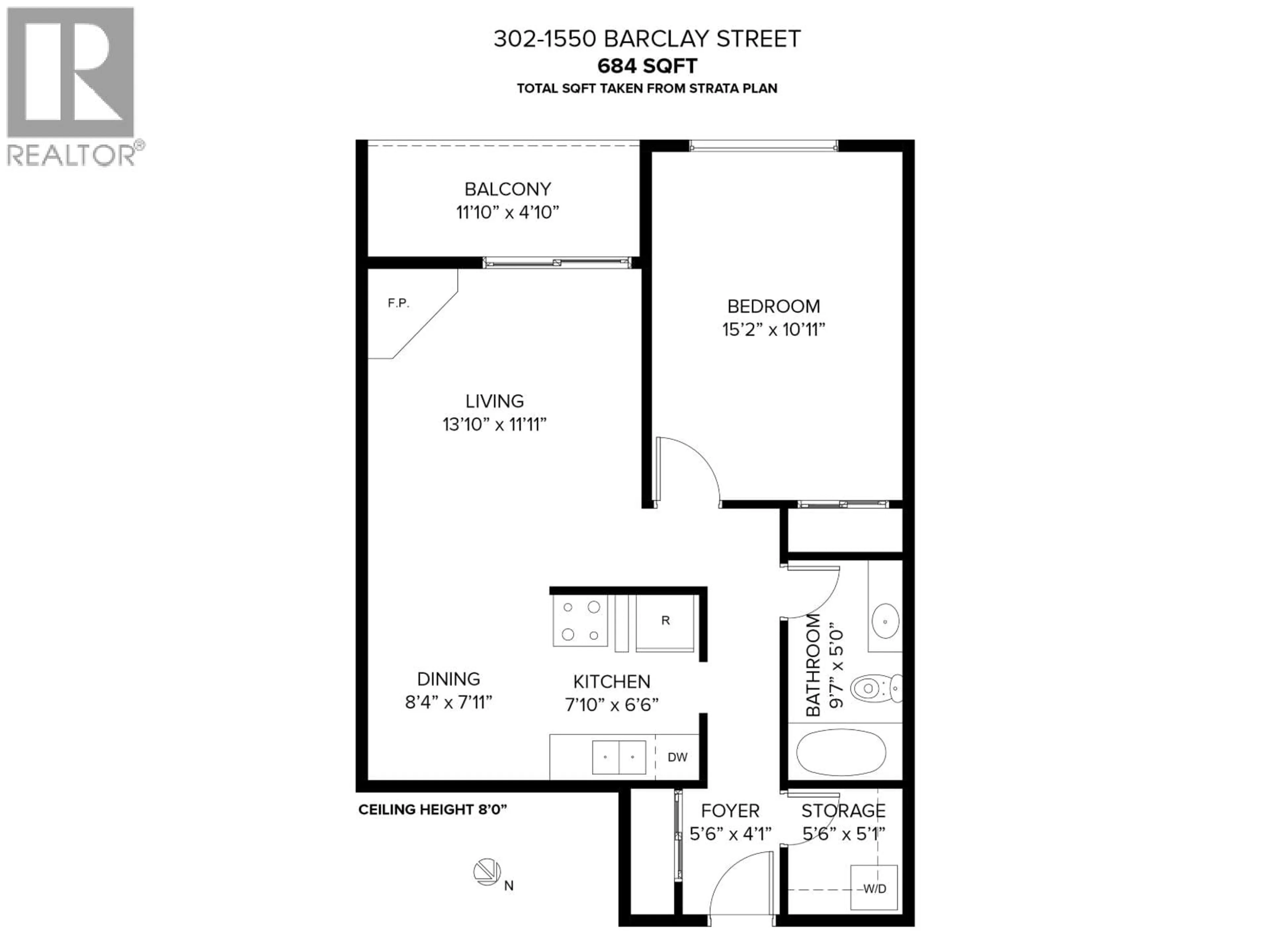 Floor plan for 302 - 1550 BARCLAY STREET, Vancouver British Columbia V6G3B1