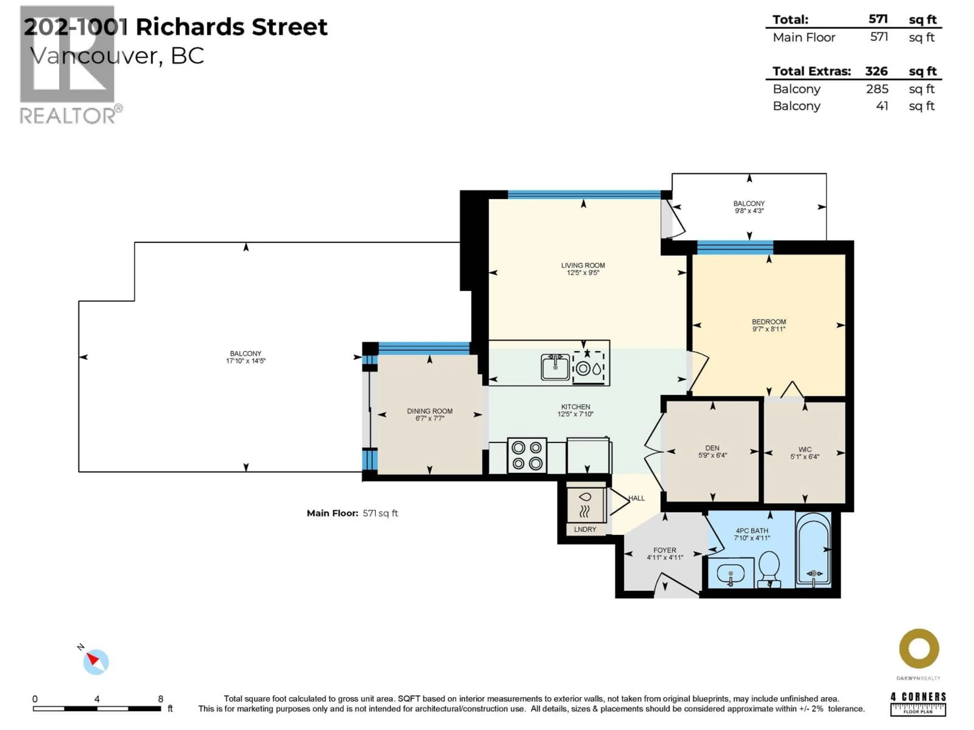 Floor plan for 202 - 1001 RICHARDS STREET, Vancouver British Columbia V6B1J6