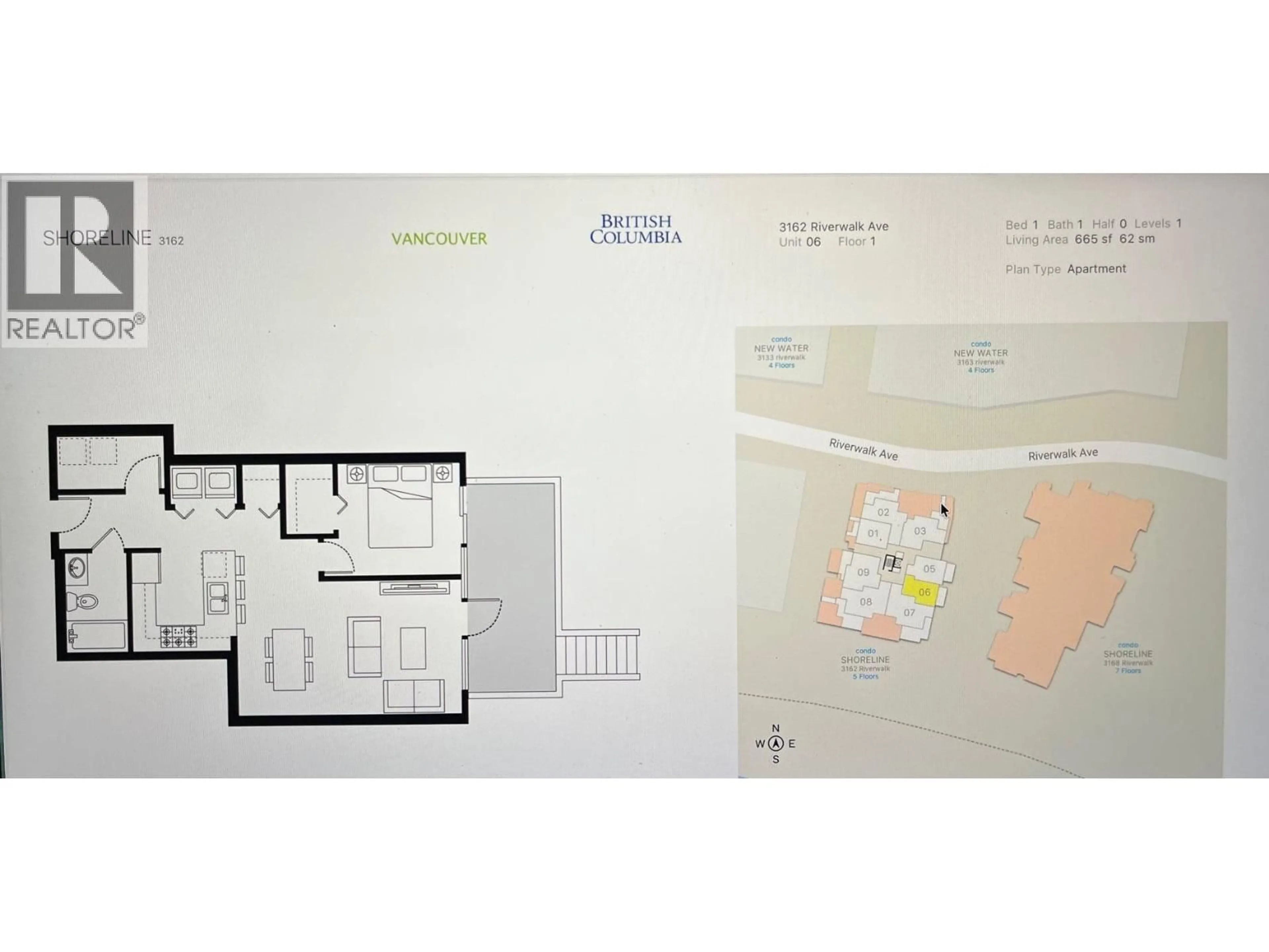 Floor plan for 106 - 3162 RIVERWALK AVENUE, Vancouver British Columbia V5S0B7