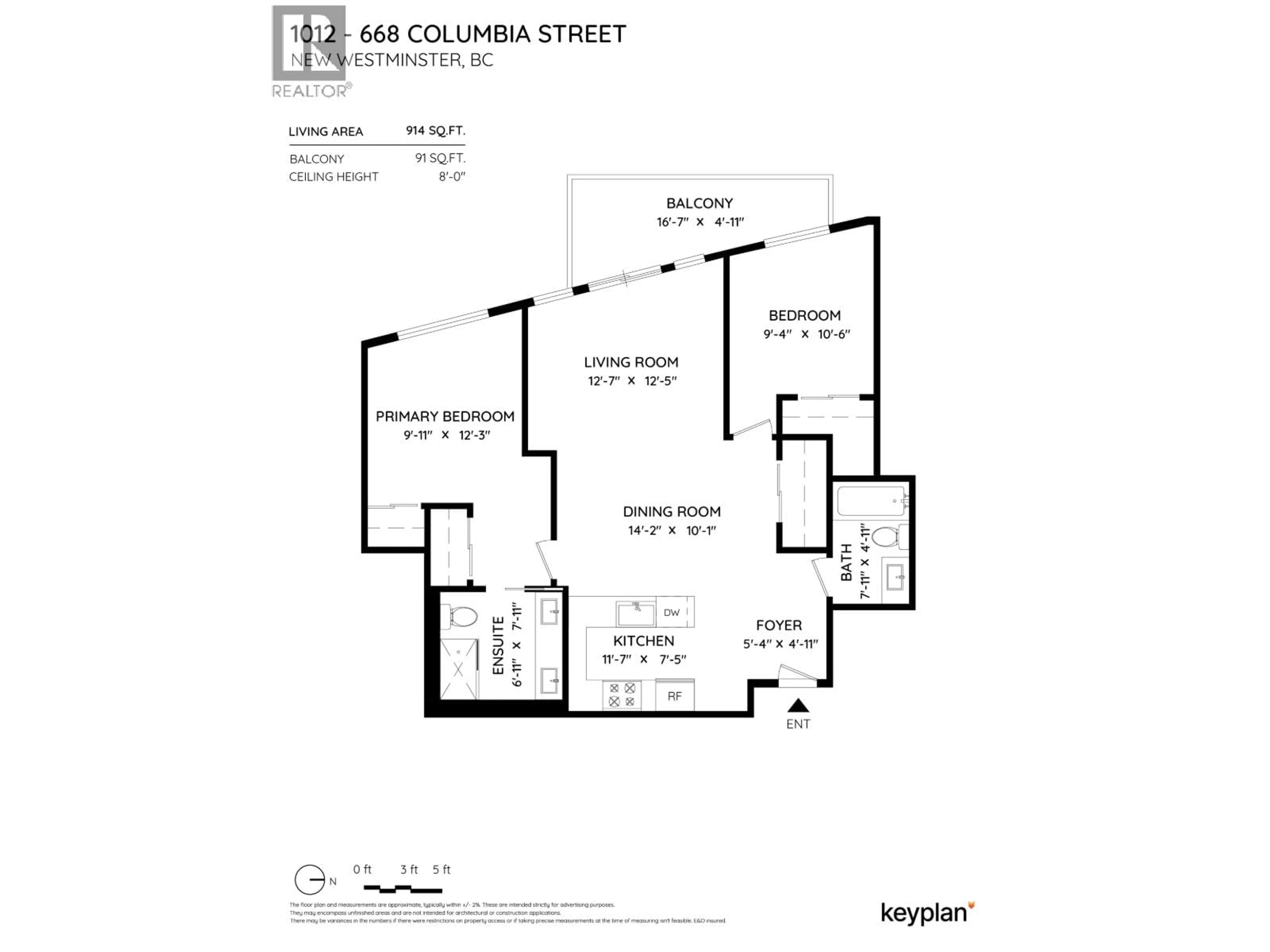 Floor plan for 1012 - 668 COLUMBIA STREET, New Westminster British Columbia V3M1A9