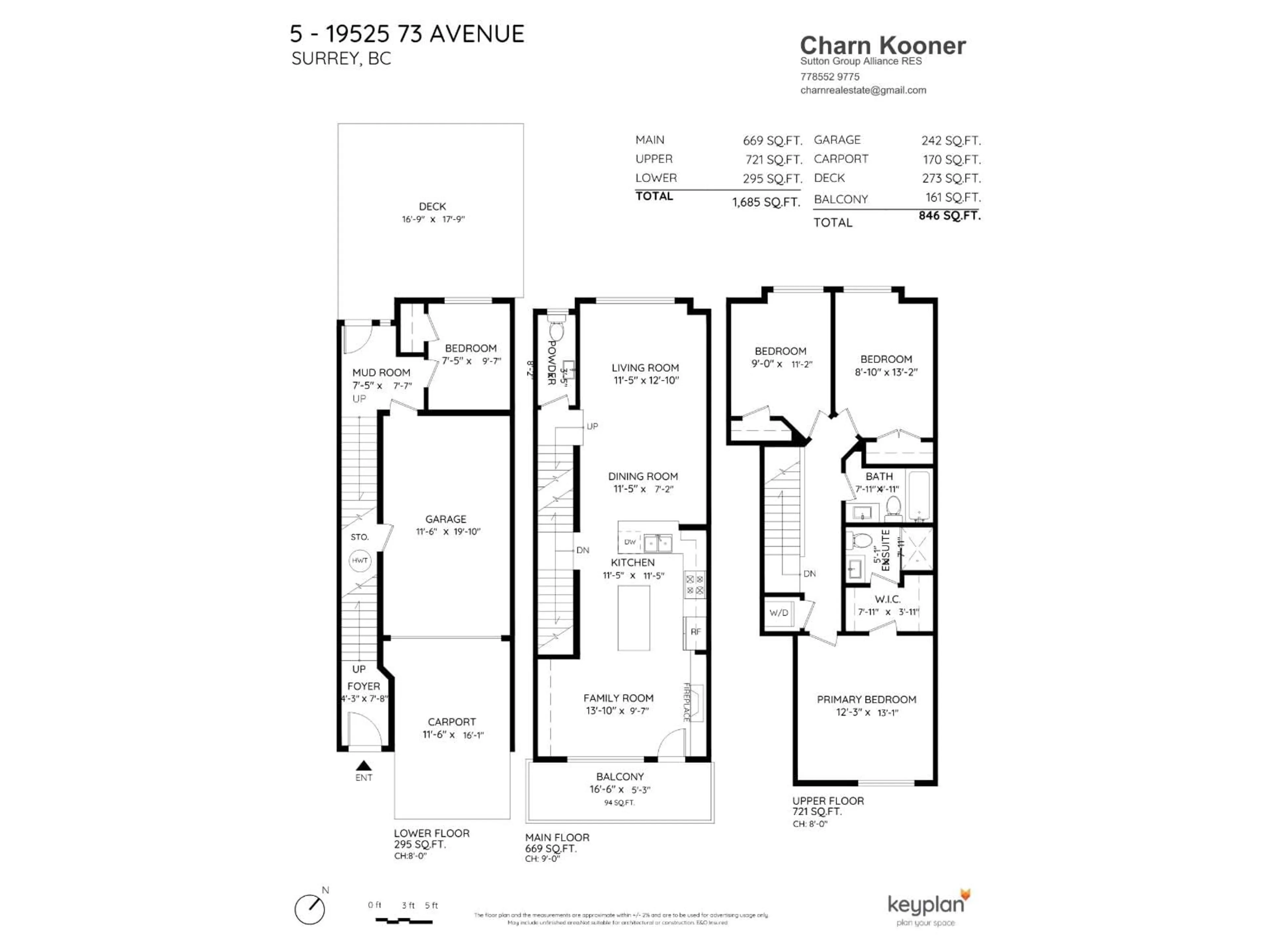 Floor plan for 5 - 19525 73, Surrey British Columbia V4N6L7