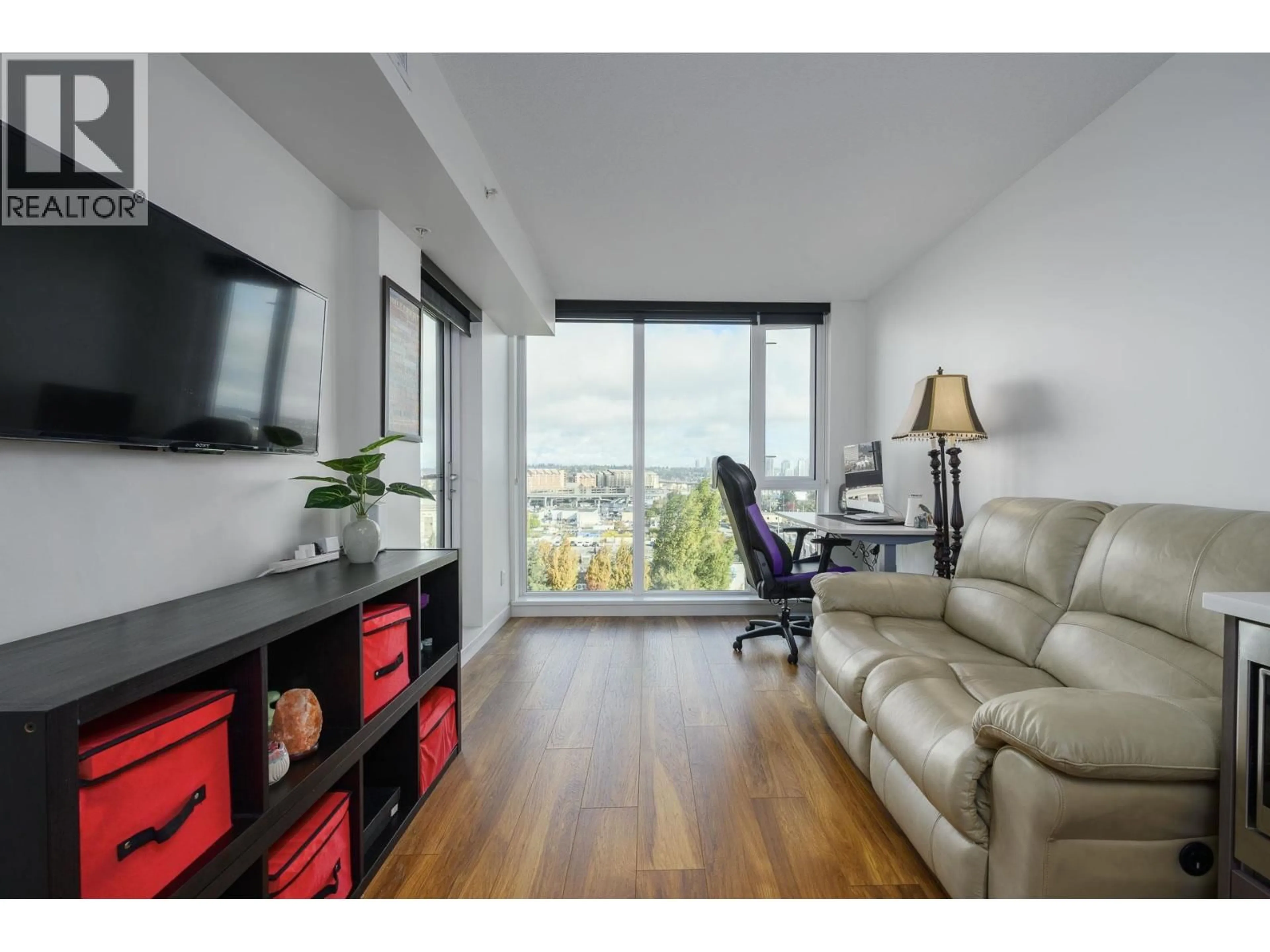 Living room with furniture, wood/laminate floor for 1609 - 8988 PATTERSON ROAD, Richmond British Columbia V6X0R2