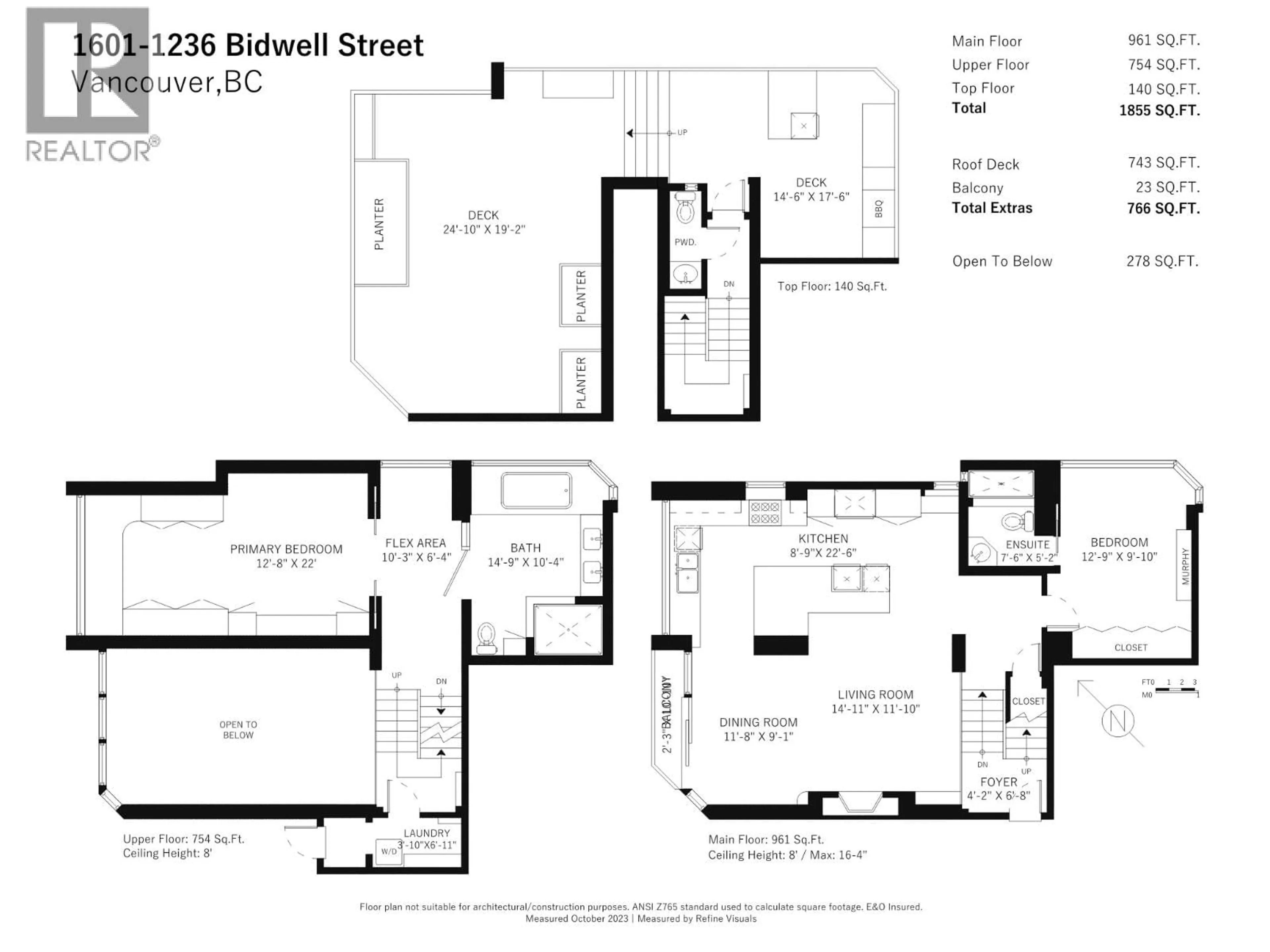 Floor plan for 1601 - 1236 BIDWELL STREET, Vancouver British Columbia V6G2K9