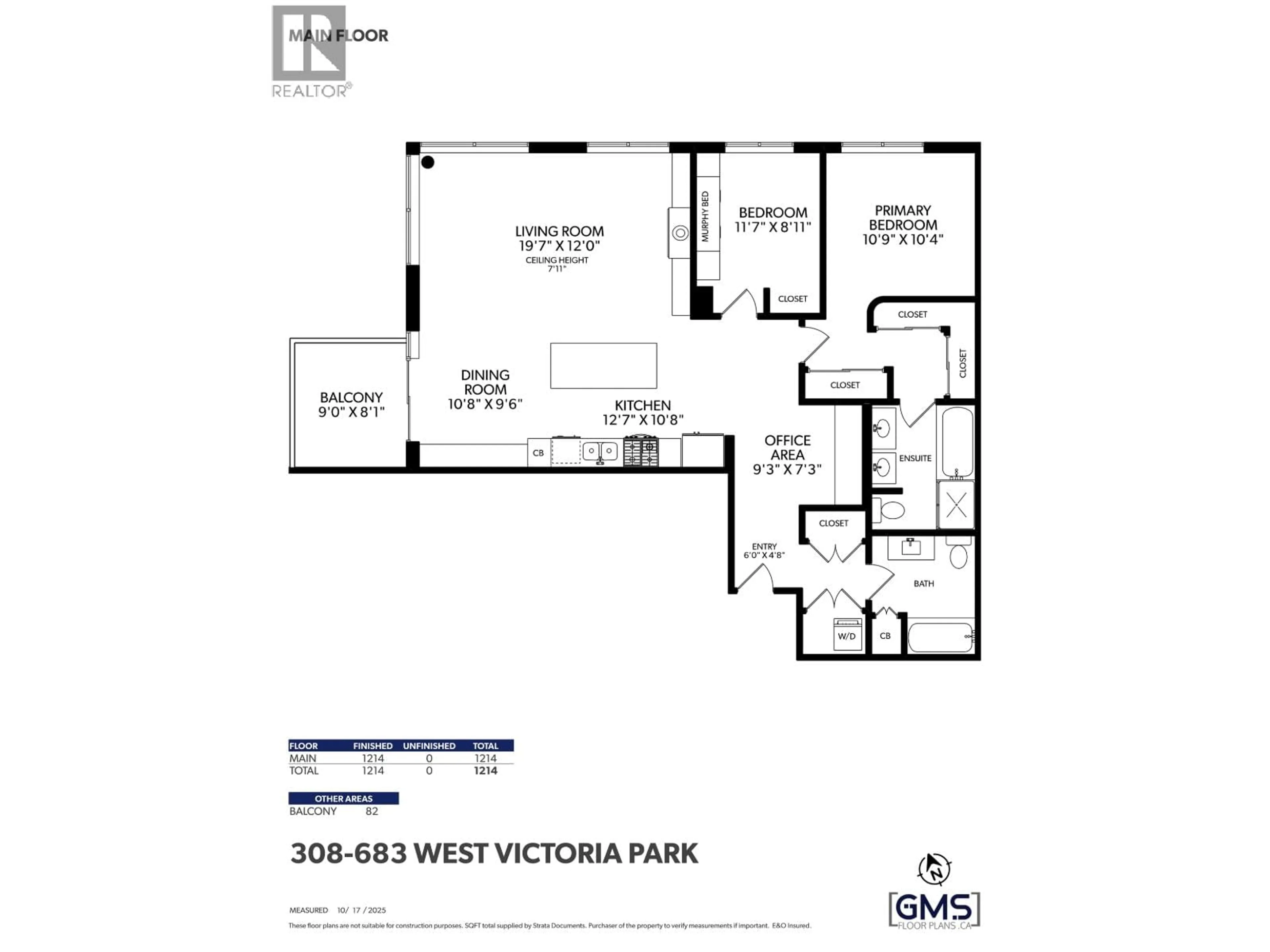 Floor plan for 308 - 683 VICTORIA PARK, North Vancouver British Columbia V7M0A2