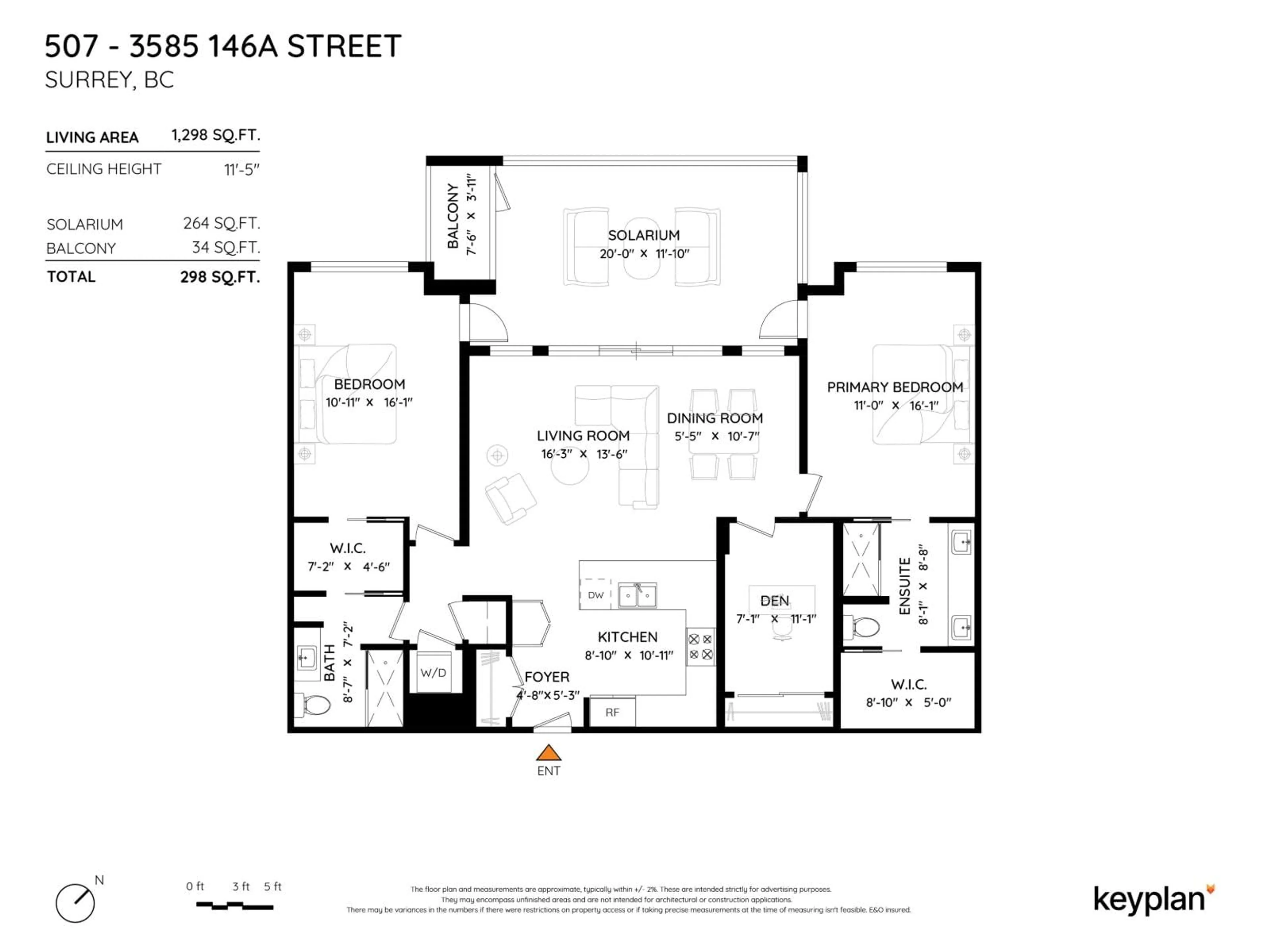 Floor plan for 507 - 3585 146A, Surrey British Columbia V4P0G9