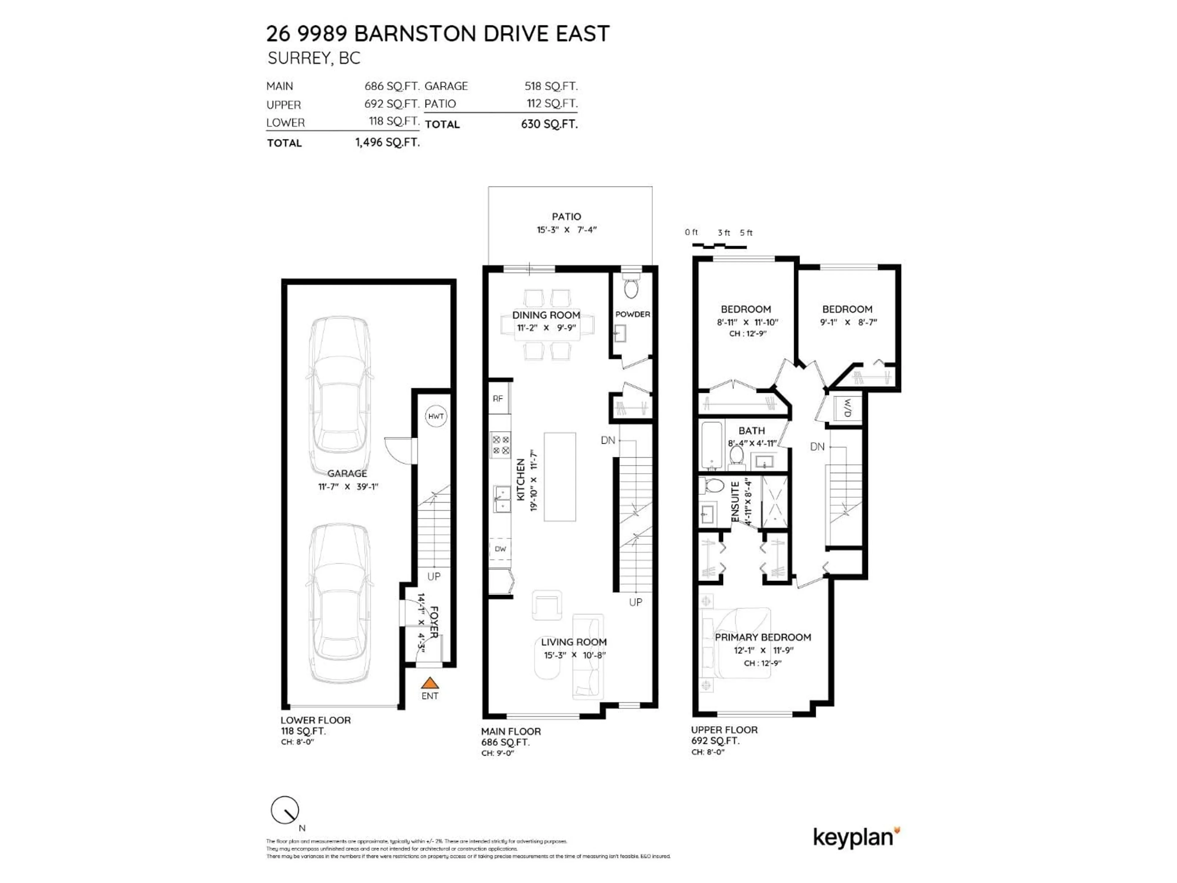 Floor plan for 26 - 9989 BARNSTON EAST, Surrey British Columbia V4N6N3