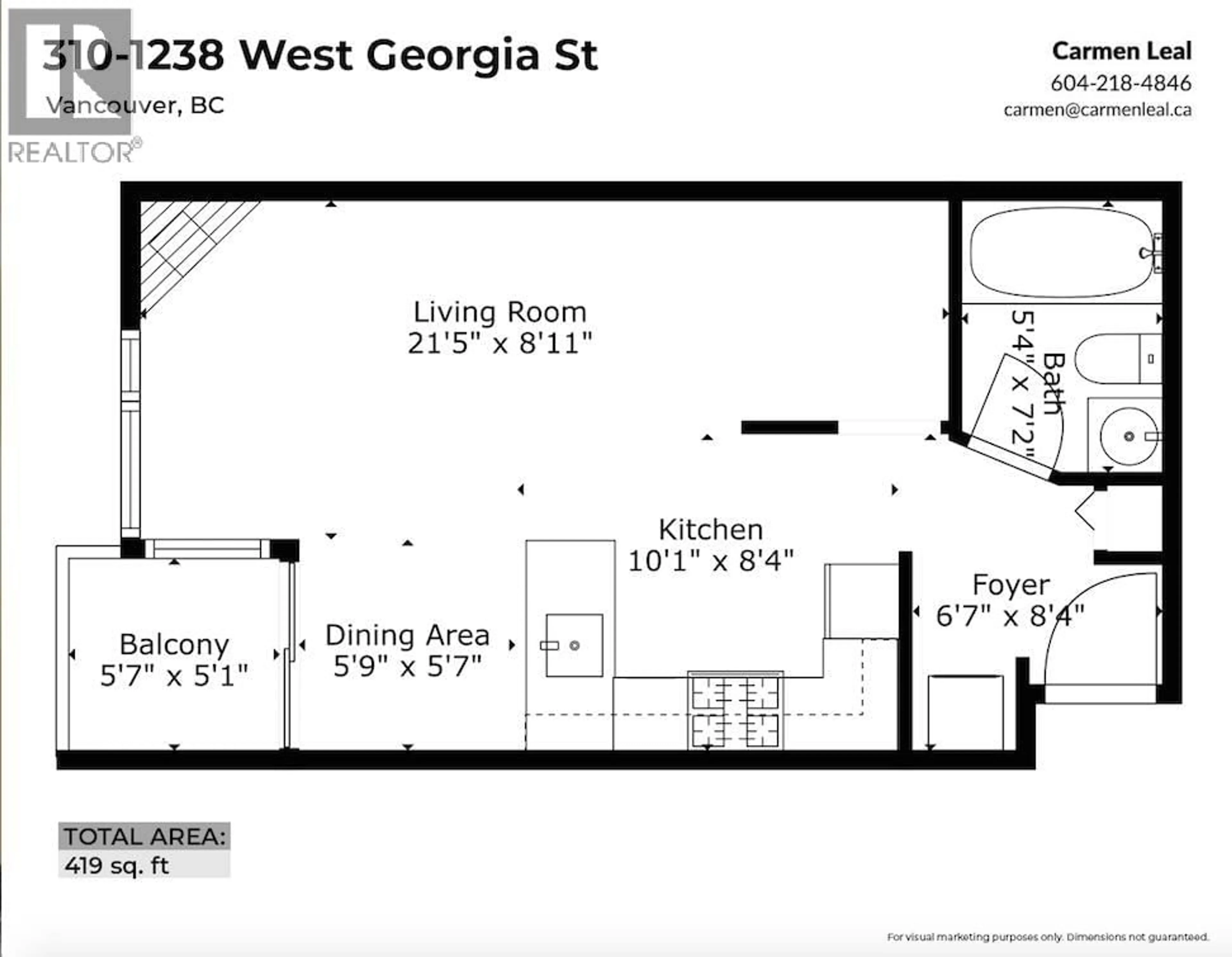 Floor plan for 310 - 1239 GEORGIA STREET, Vancouver British Columbia V6E4R8