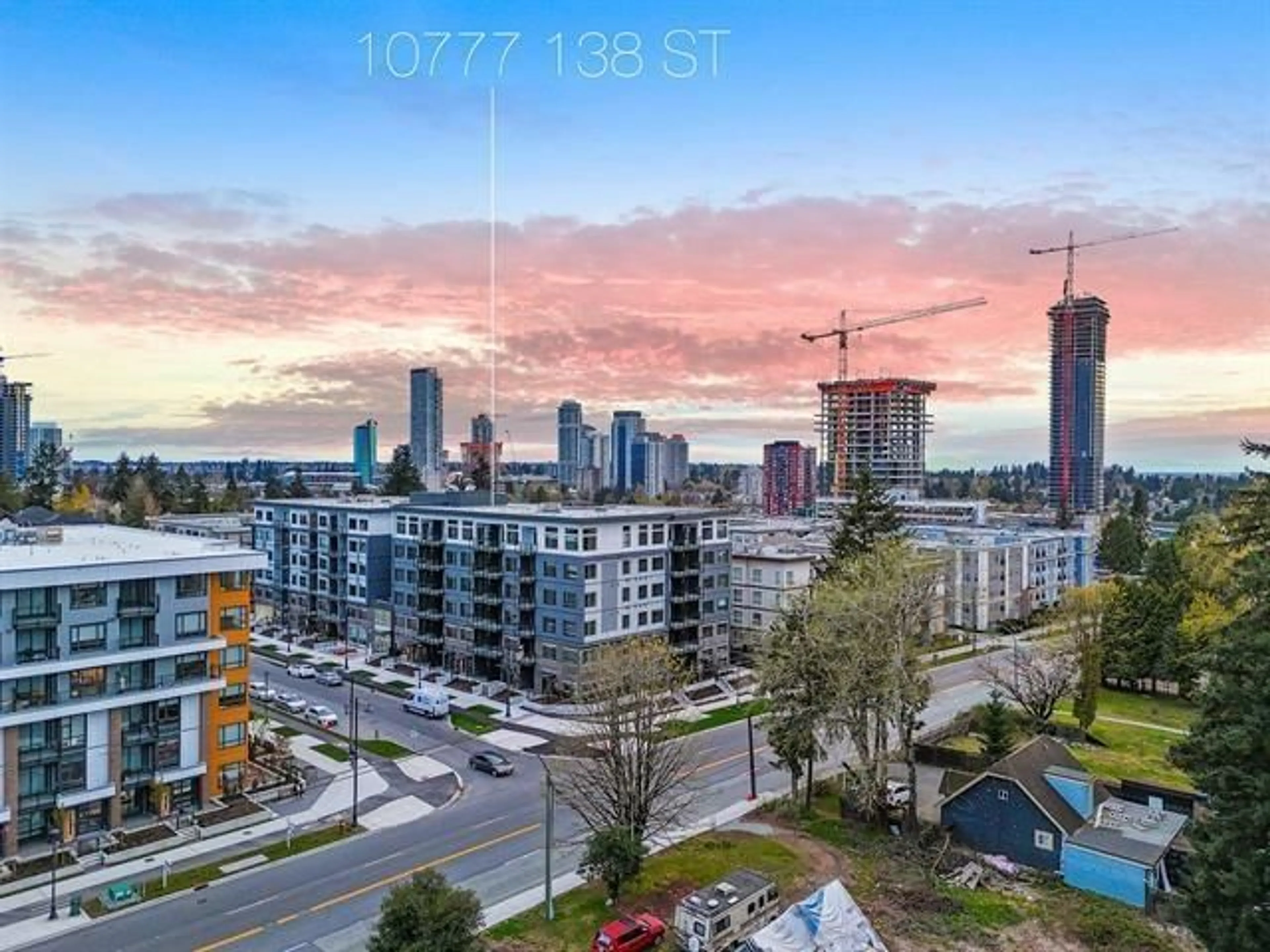 A pic from outside/outdoor area/front of a property/back of a property/a pic from drone, city buildings view from balcony for 309 - 10777 138, Surrey British Columbia V3T0T5