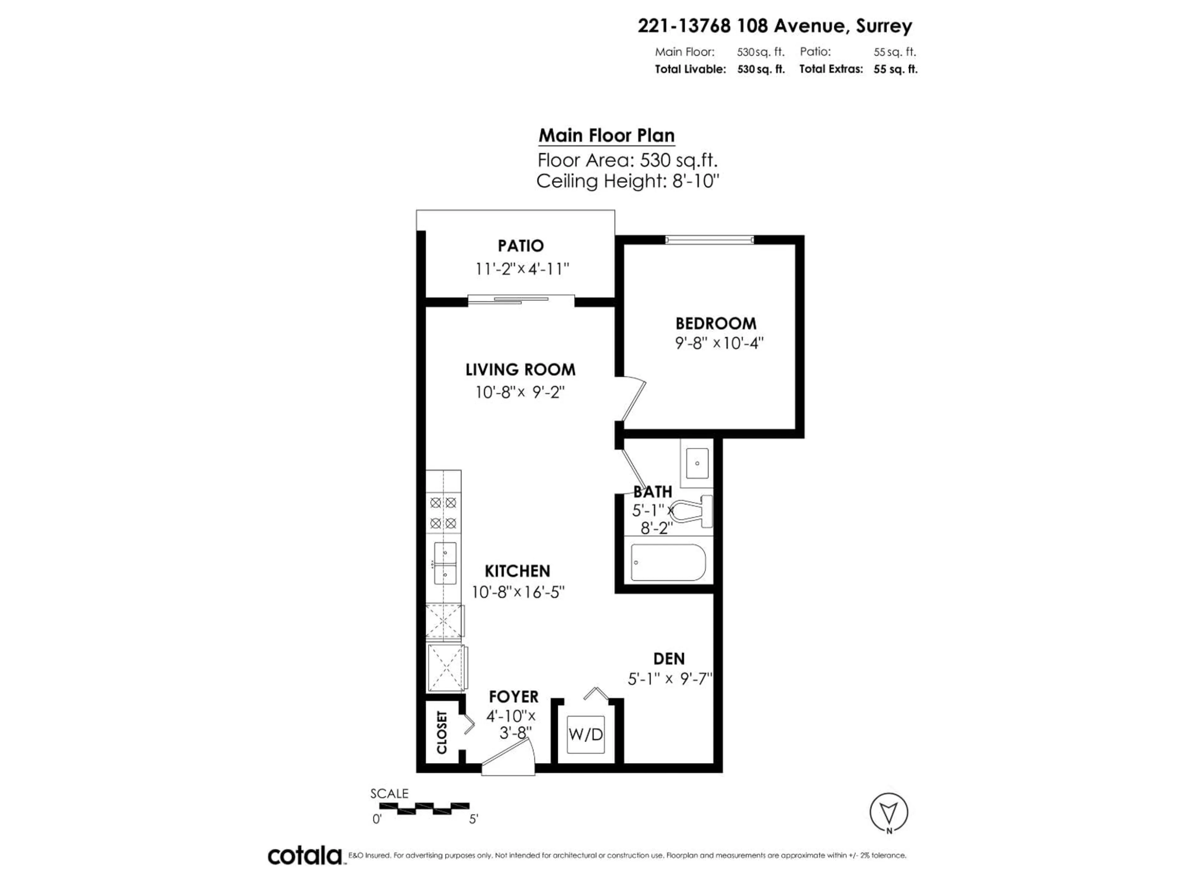 Floor plan for 221 - 13768 108, Surrey British Columbia V3T0L9