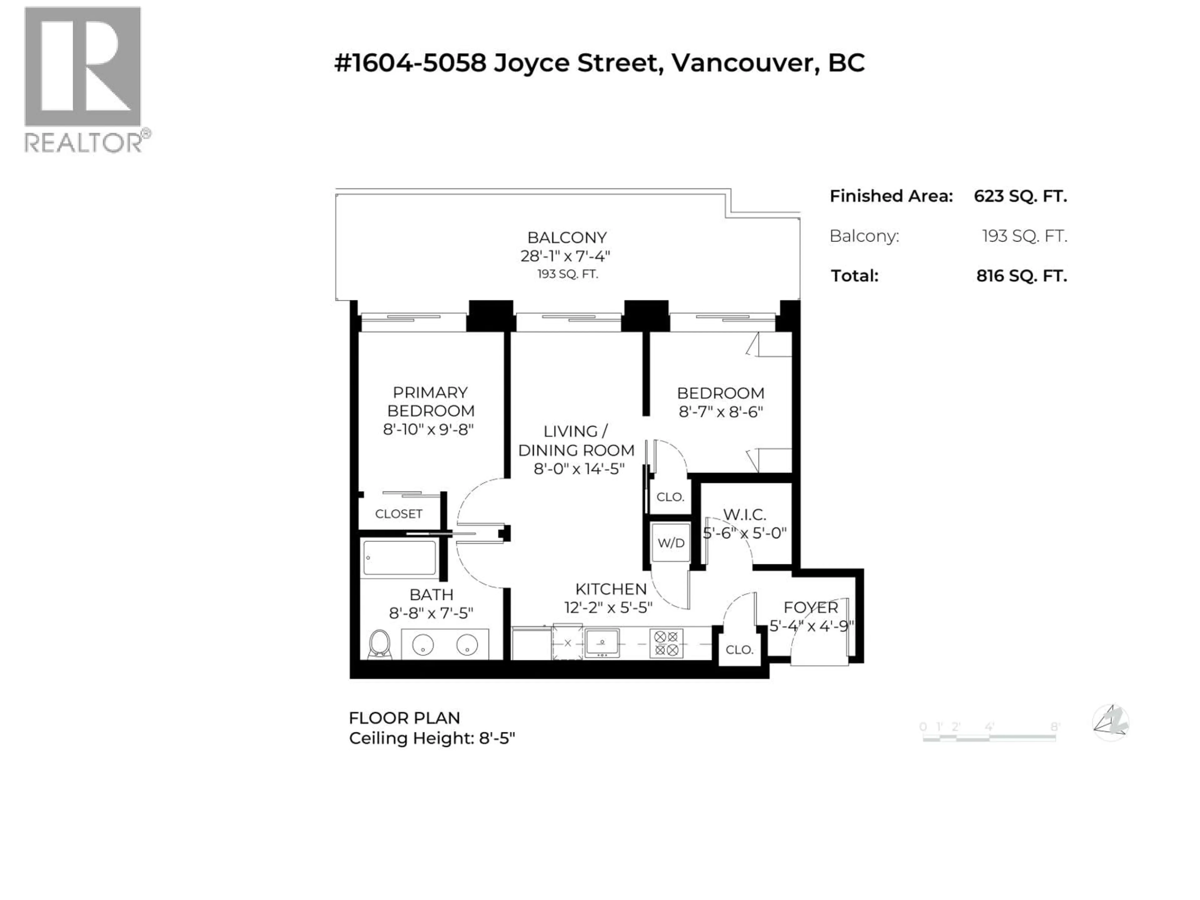 Floor plan for 1604 - 5058 JOYCE STREET, Vancouver British Columbia V5R0J9