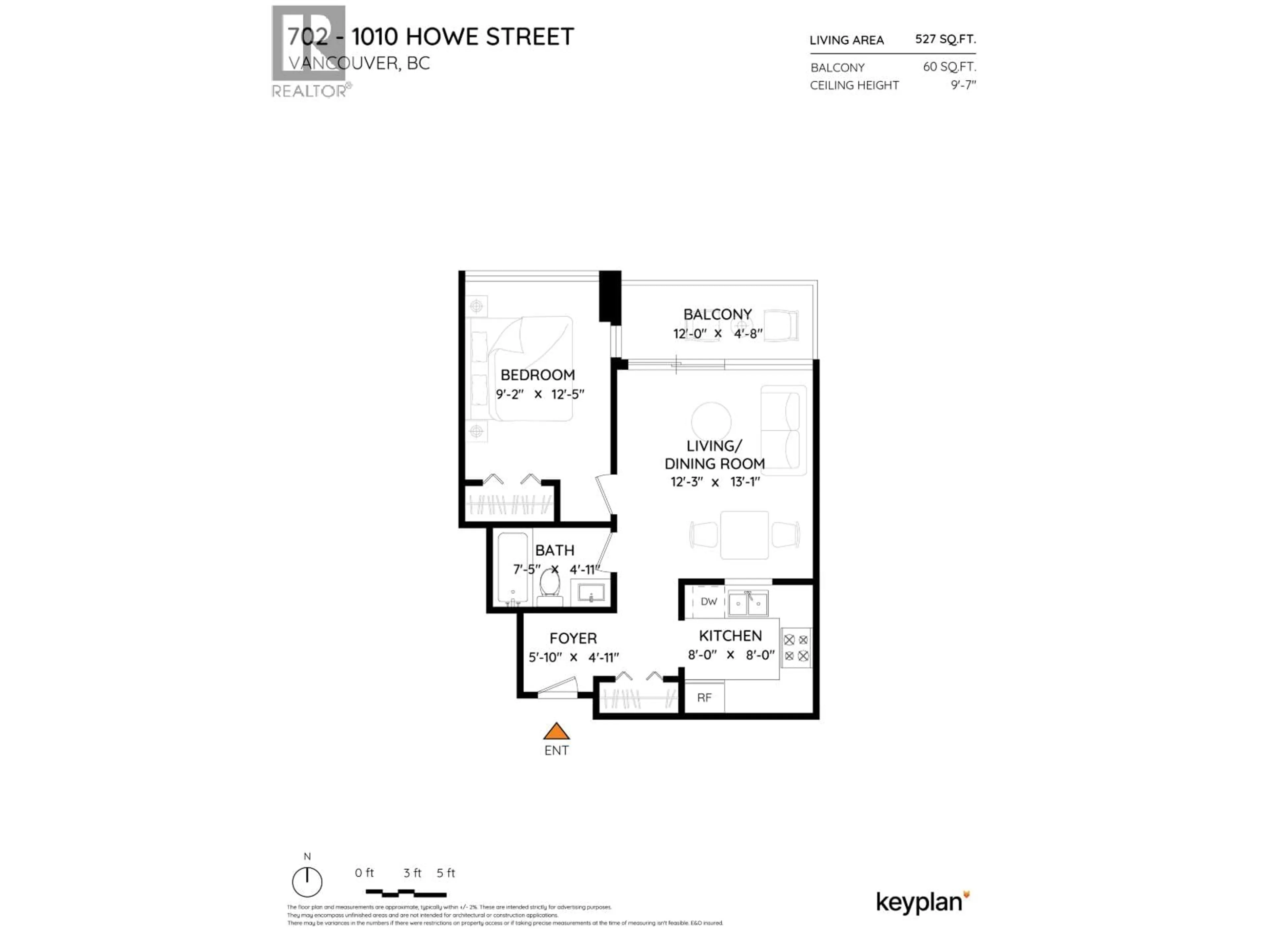 Floor plan for 702 - 1010 HOWE STREET, Vancouver British Columbia V6Z1P5
