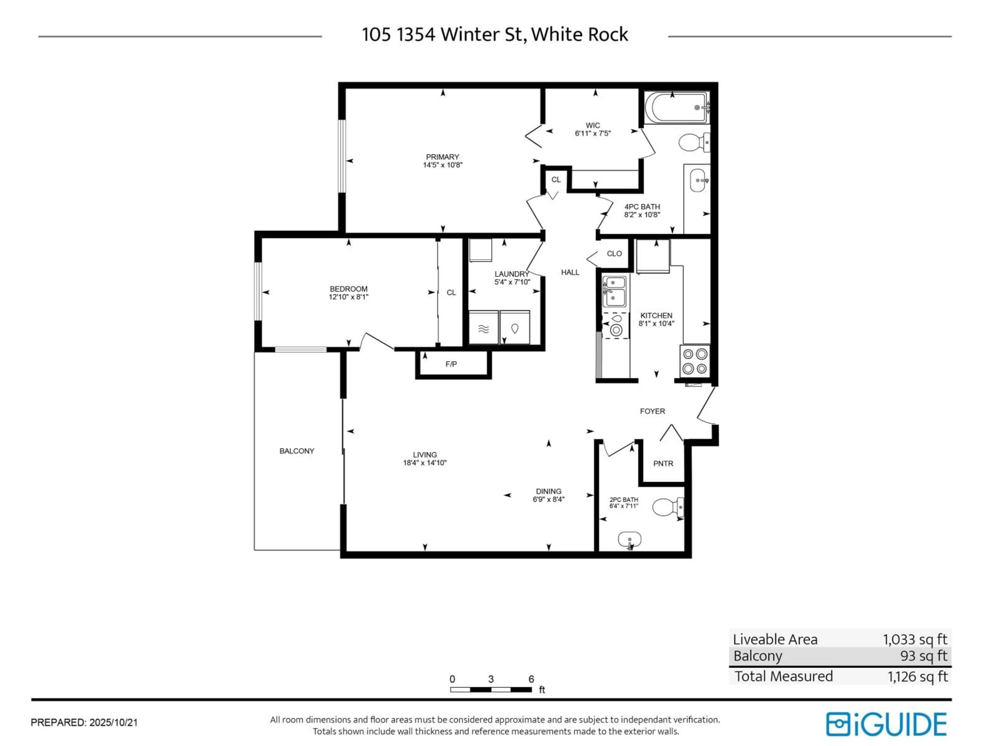 Floor plan for 105 - 1354 WINTER, White Rock British Columbia V4B3Y1