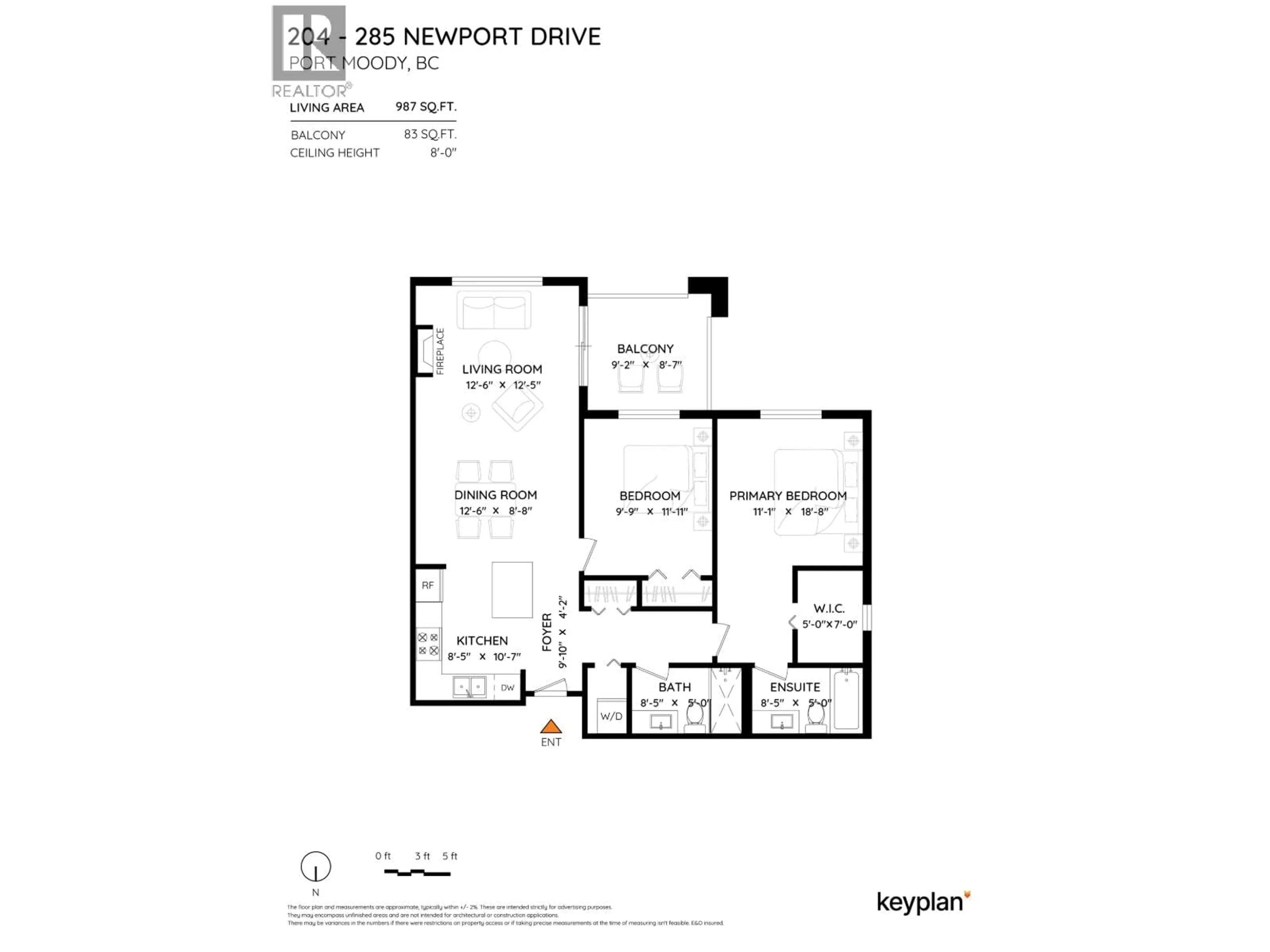 Floor plan for 204 - 285 NEWPORT DRIVE, Port Moody British Columbia V3H5J6