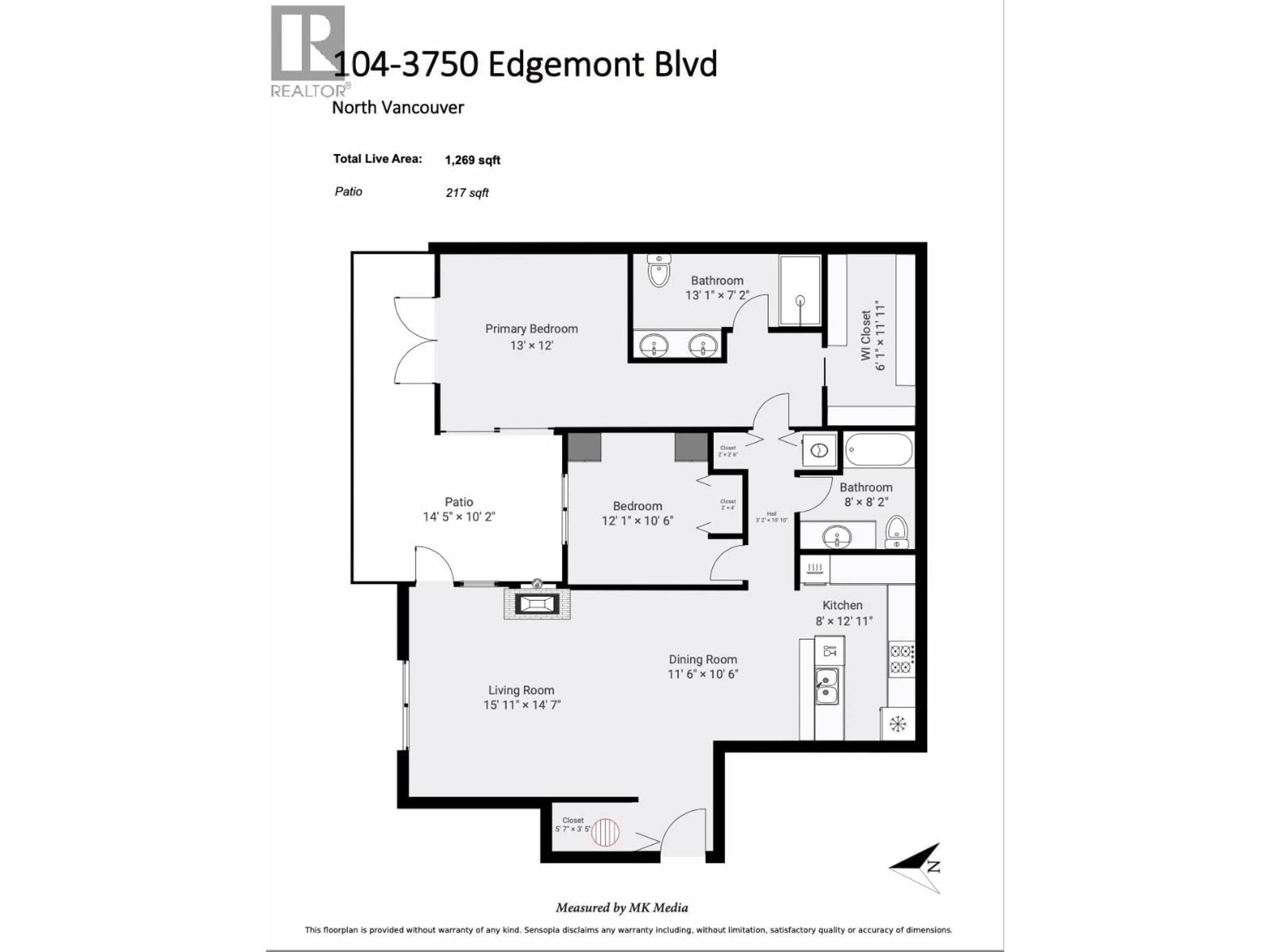 Floor plan for 104 - 3750 EDGEMONT BOULEVARD, North Vancouver British Columbia V7R2P8