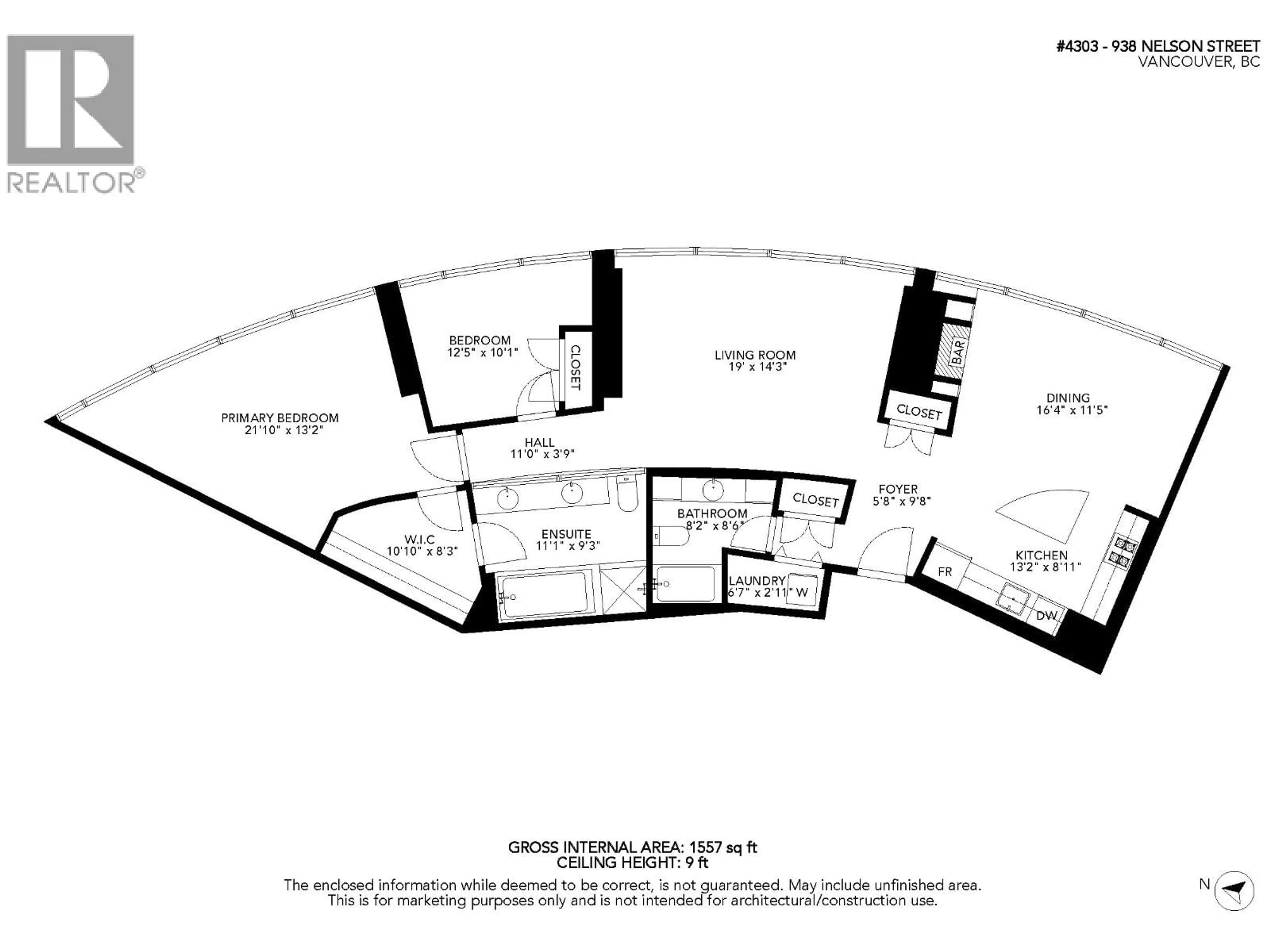 Floor plan for 4303 - 938 NELSON STREET, Vancouver British Columbia V6Z3A7