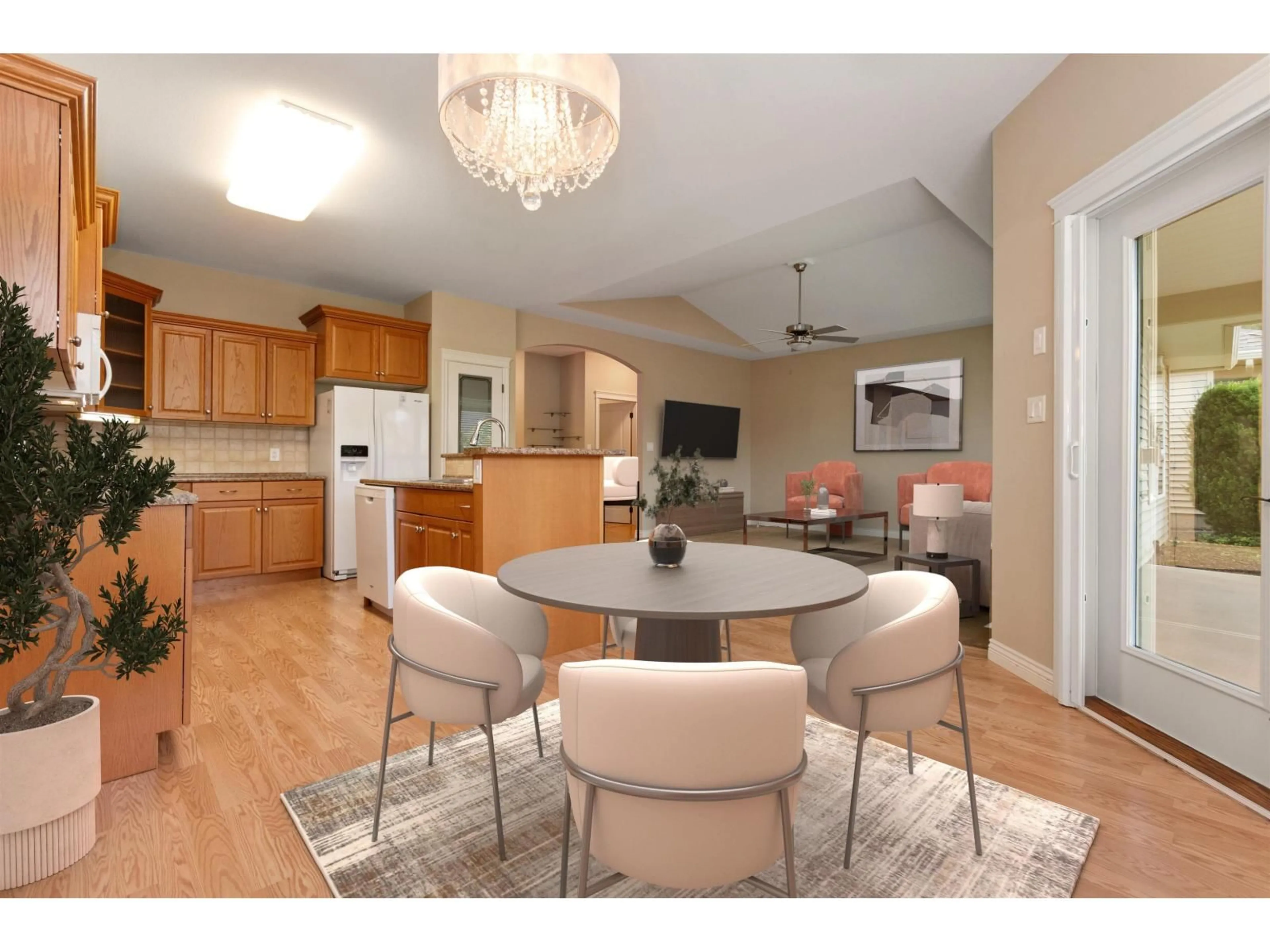 Open concept kitchen, wood/laminate floor for 5969 COBBLESTONE STREET, Chilliwack British Columbia V2R0E4