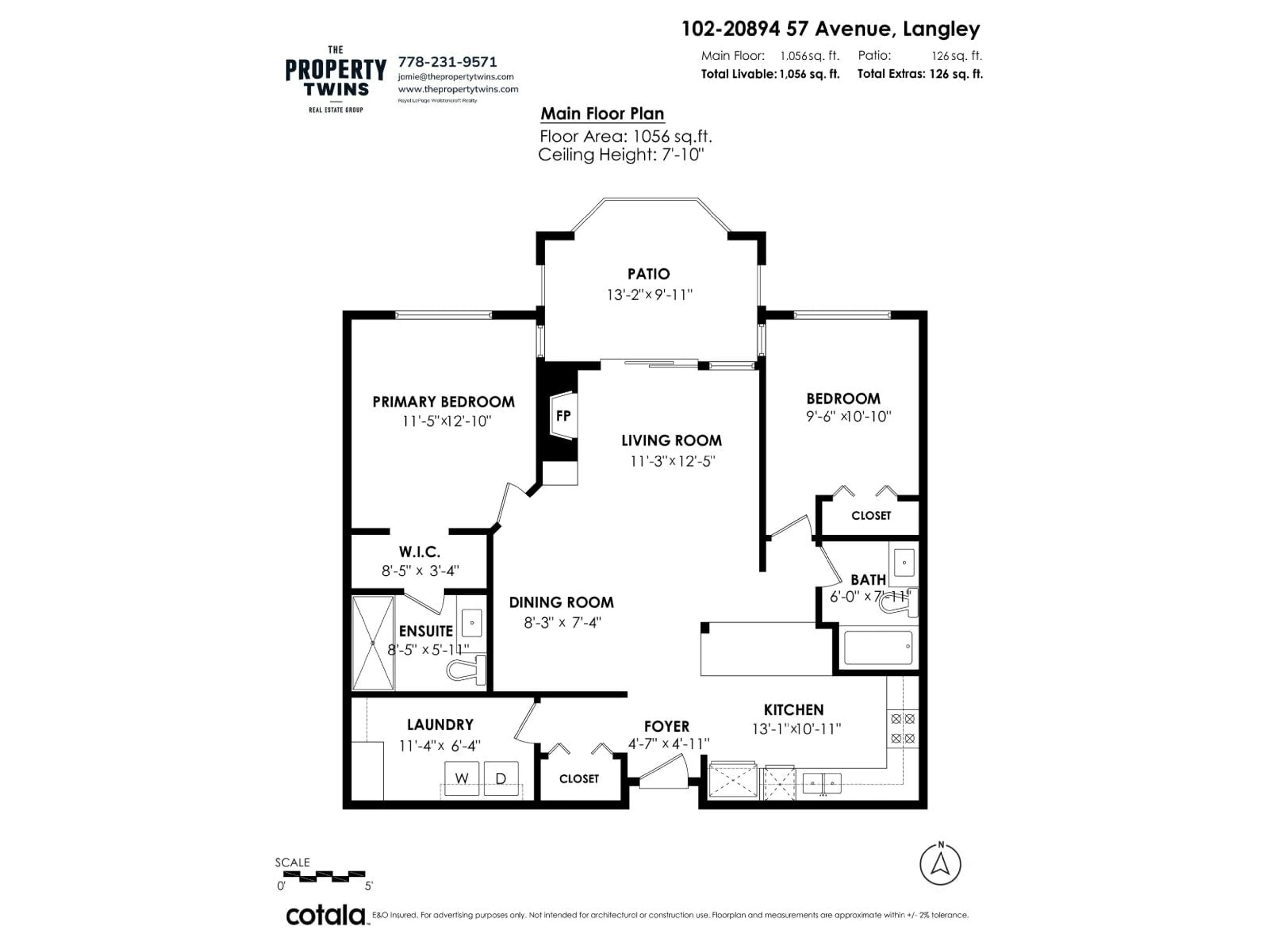 Floor plan for 102 - 20894 57, Langley British Columbia V3A8M7