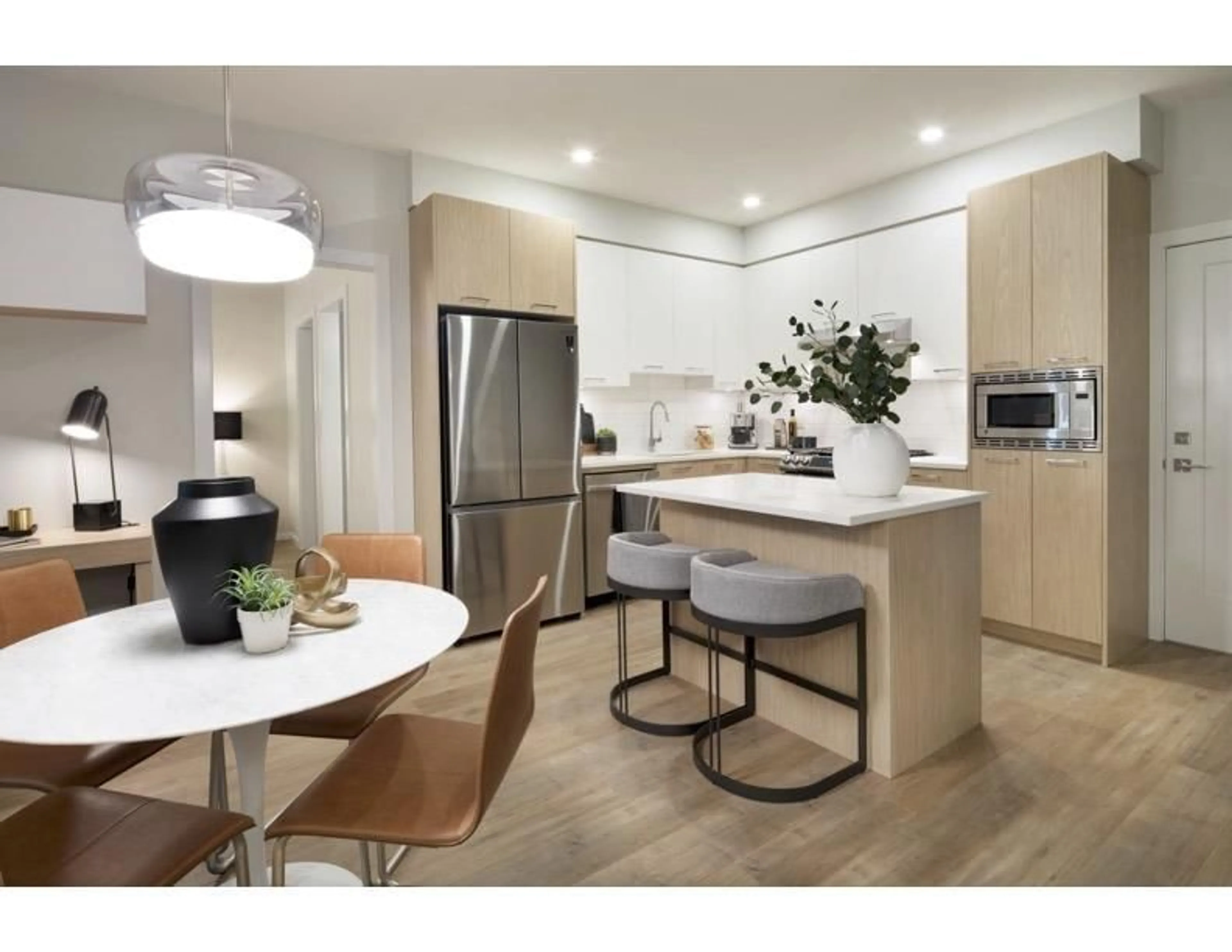 Open concept kitchen, wood/laminate floor for 304 - 3317 148, Surrey British Columbia V4P0H9