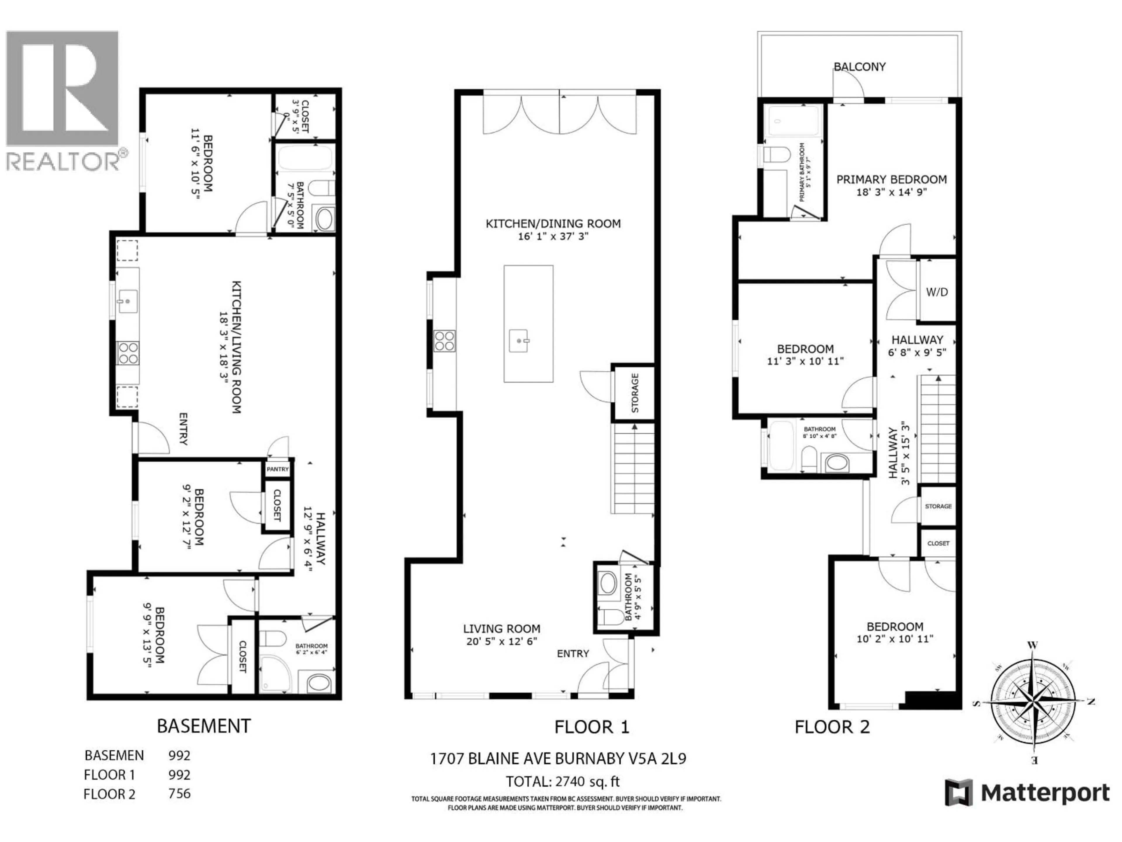 Floor plan for 1707 BLAINE AVENUE, Burnaby British Columbia V5A2L9